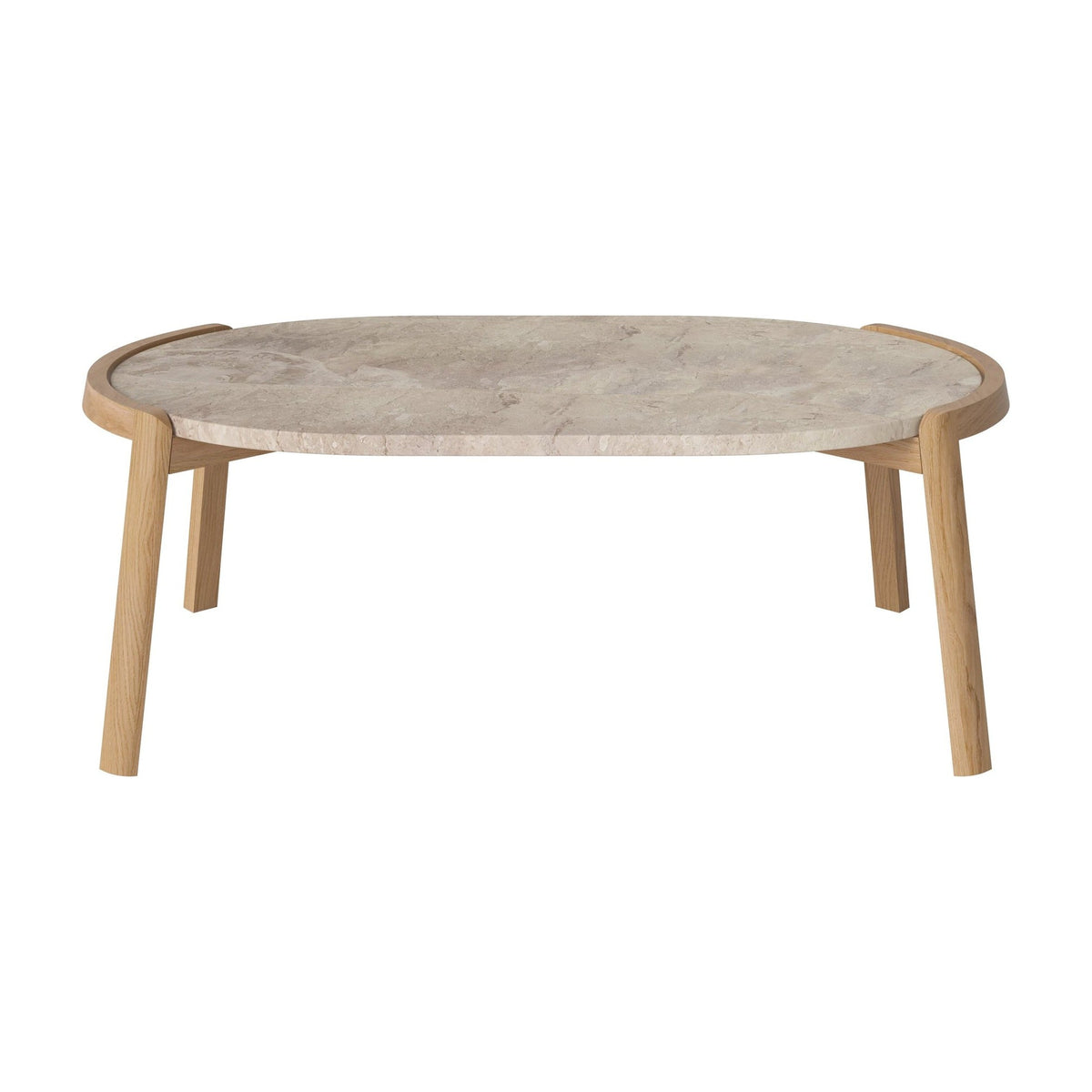 Bolia Mix ovale salontafel 95x61 cm beige marmer, geolied eiken, 35 cm, 03-097-16_00040