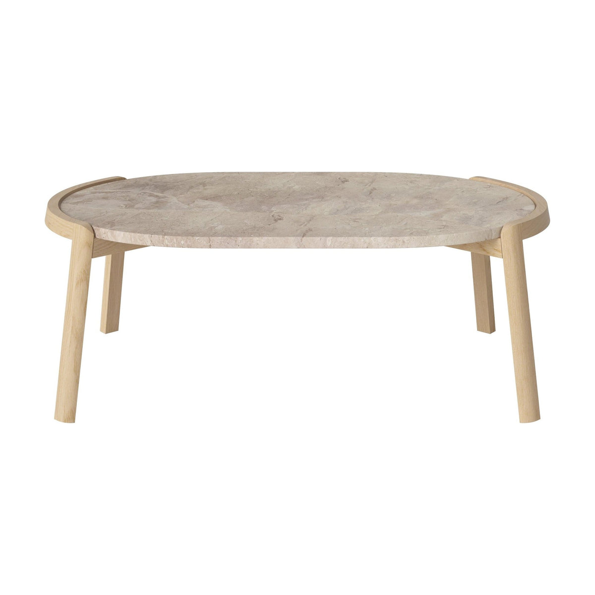 Bolia Mix ovale salontafel 95x61 cm beige marmer, wit gepigmenteerd geolied eiken, 35 cm, 03-097-16_00041