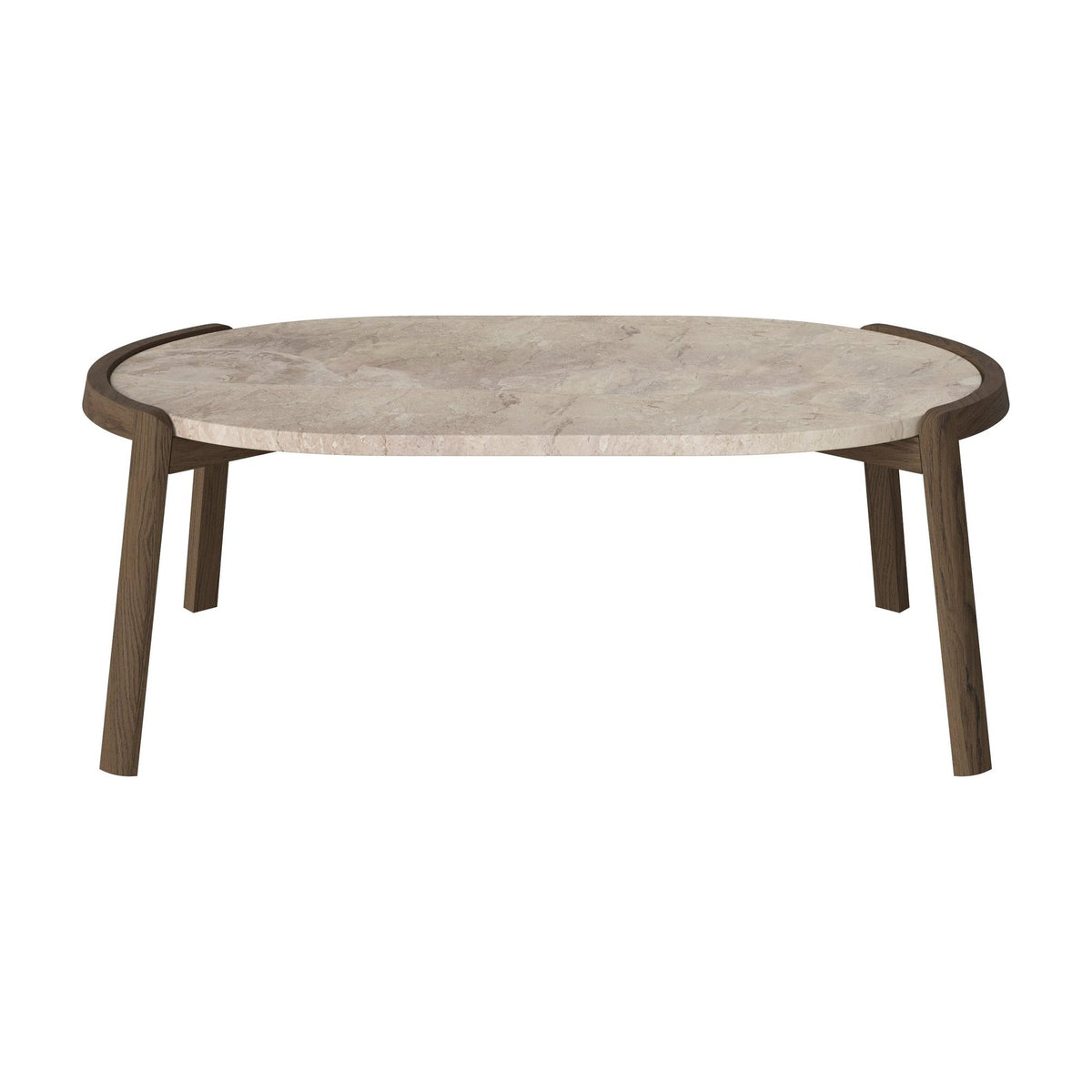 Bolia Mix ovale salontafel 95x61 cm beige marmer, donker geolied eiken, 35 cm, 03-097-16_00042