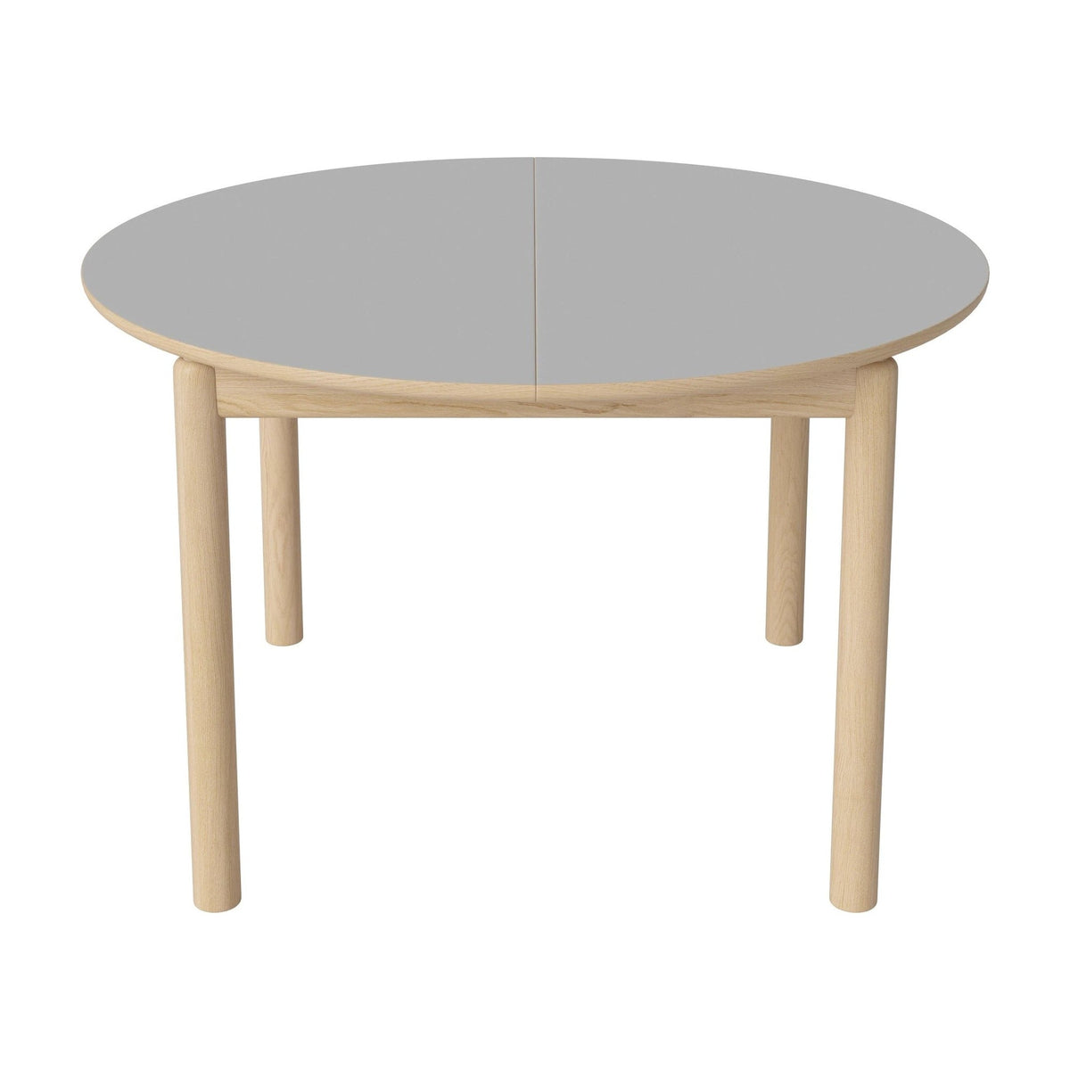 Bolia Ronya ronde uitschuifbare eettafel Ø122 cm lichtgrijs fenix-laminaat, wit gepigmenteerd geolied eiken, 03-135-21_00003