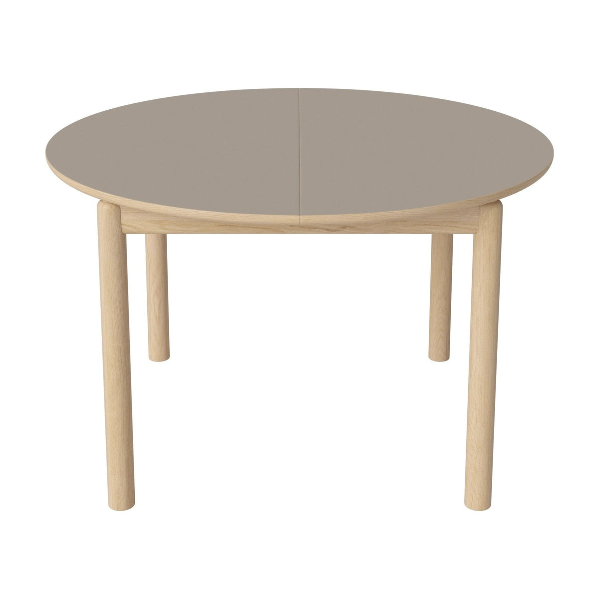 Bolia Ronya ronde uitschuifbare eettafel Ø122 cm grijsbruin fenix-laminaat, wit gepigmenteerd geolied eiken, 03-135-21_00008