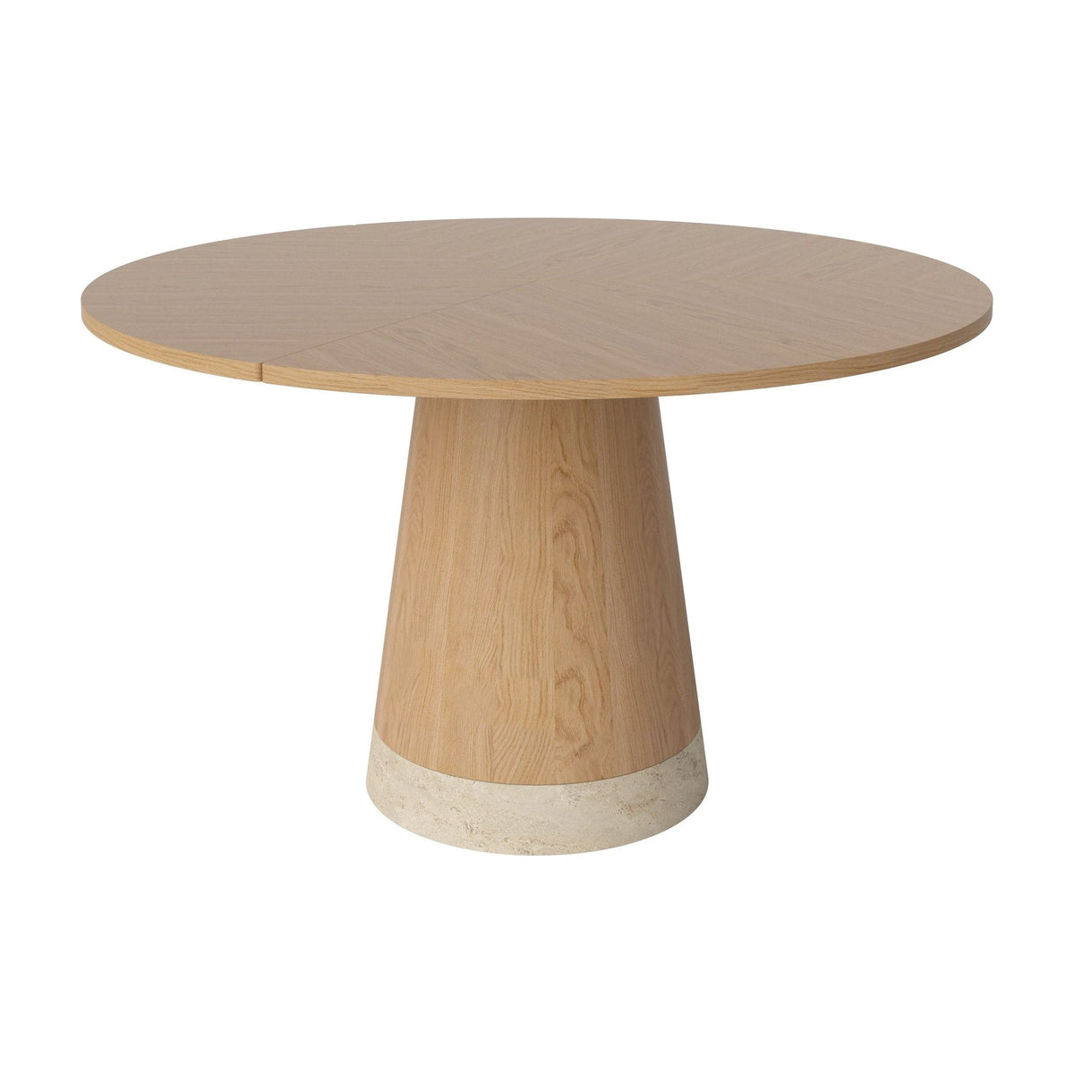 Bolia Piro eettafel Ø125 cm geolied eiken, geolied eiken, zandkleurig travertijn, 03-138-01_00001