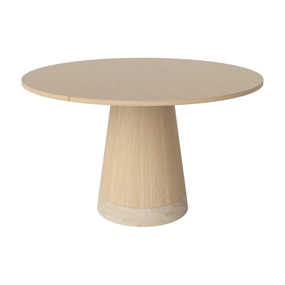 Bolia Piro eettafel Ø125 cm wit gepigmenteerd geolied eiken, wit gepigmenteerd geolied eiken, zandkleurig travertijn, 03-138-01_00004
