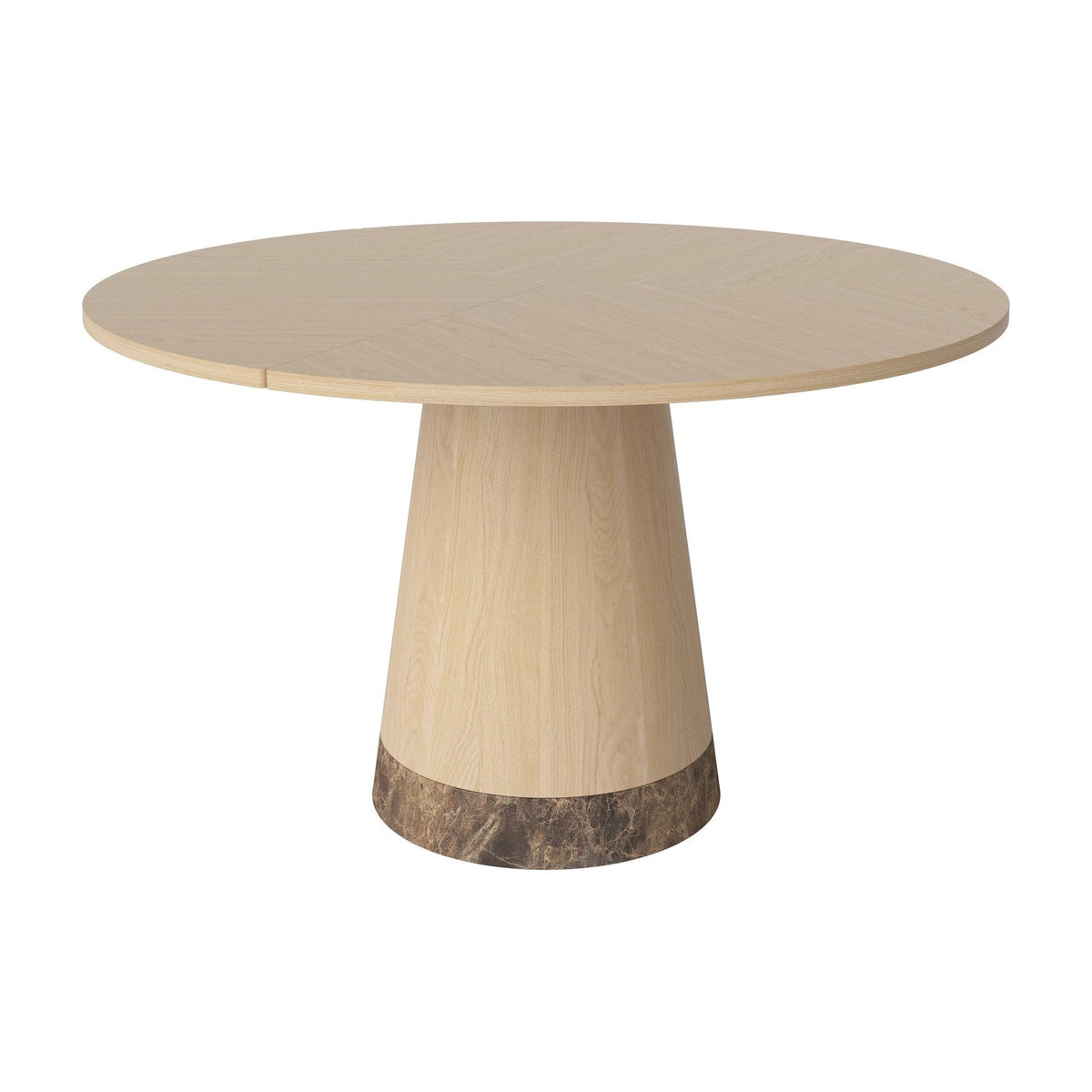 Bolia Piro eettafel Ø125 cm wit gepigmenteerd geolied eiken, wit gepigmenteerd geolied eiken, bruin marmer, 03-138-01_00014