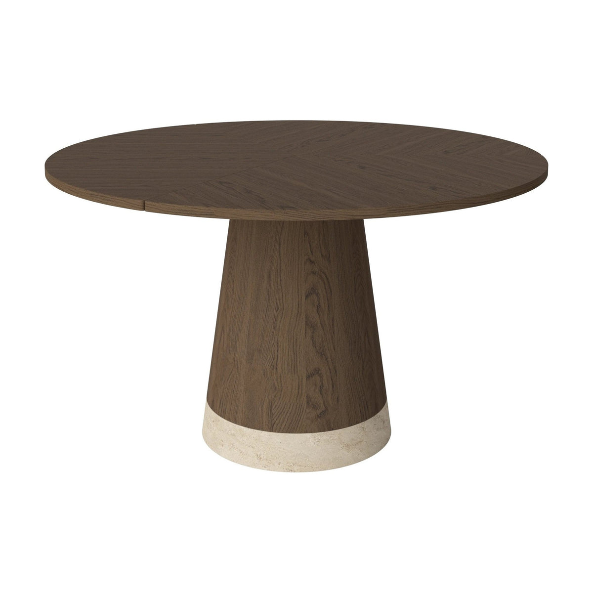 Bolia Piro eettafel Ø125 cm donker geolied eiken, donker geolied eiken, zandkleurig travertijn, 03-138-01_00015