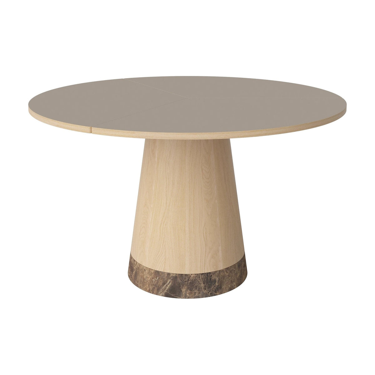 Bolia Piro eettafel Ø125 cm grijsbruin fenix-laminaat, wit gepigmenteerd geolied eiken, bruin marmer, 03-138-01_00020