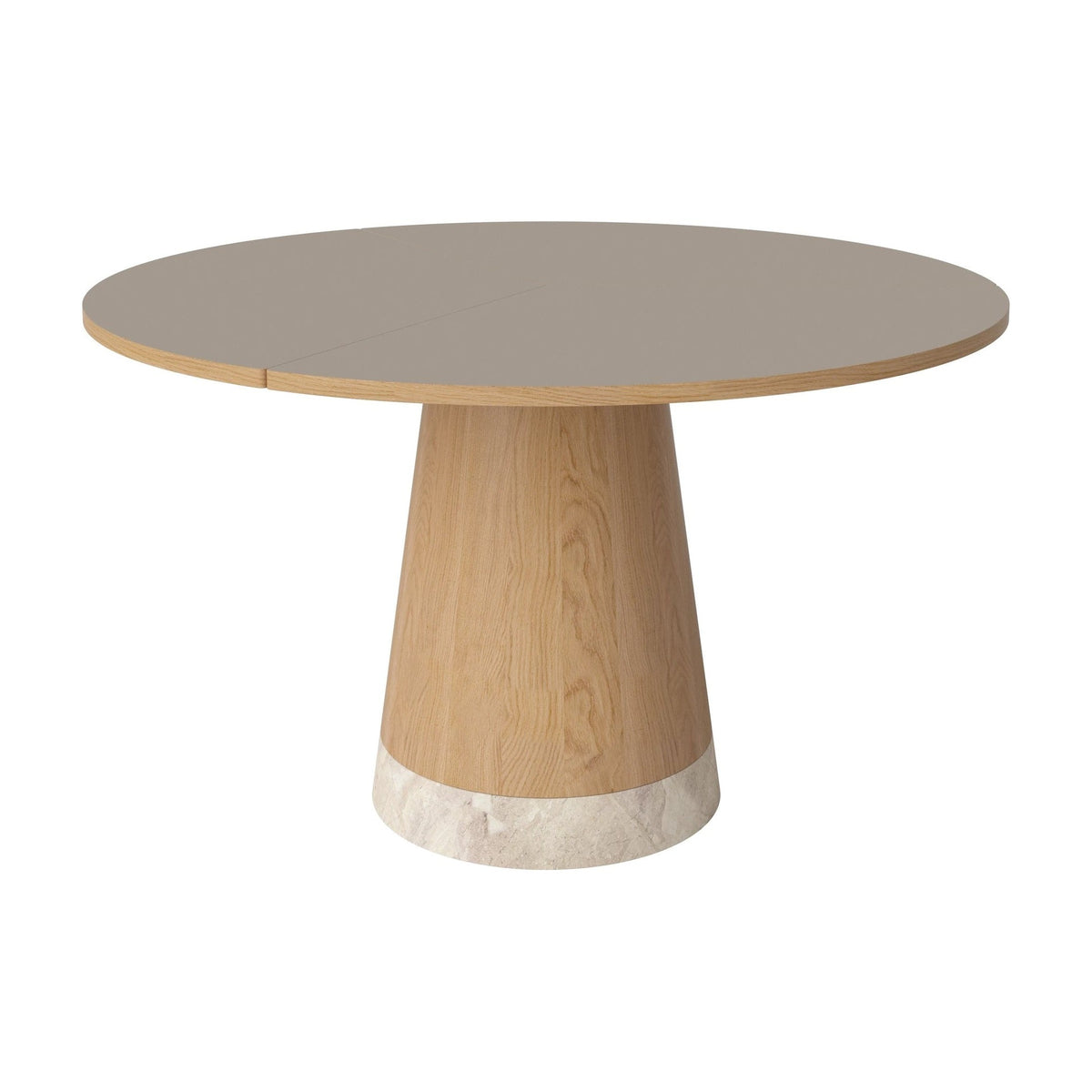 Bolia Piro eettafel Ø125 cm grijsbruin fenix-laminaat, geolied eiken, beige marmer, 03-138-01_00023
