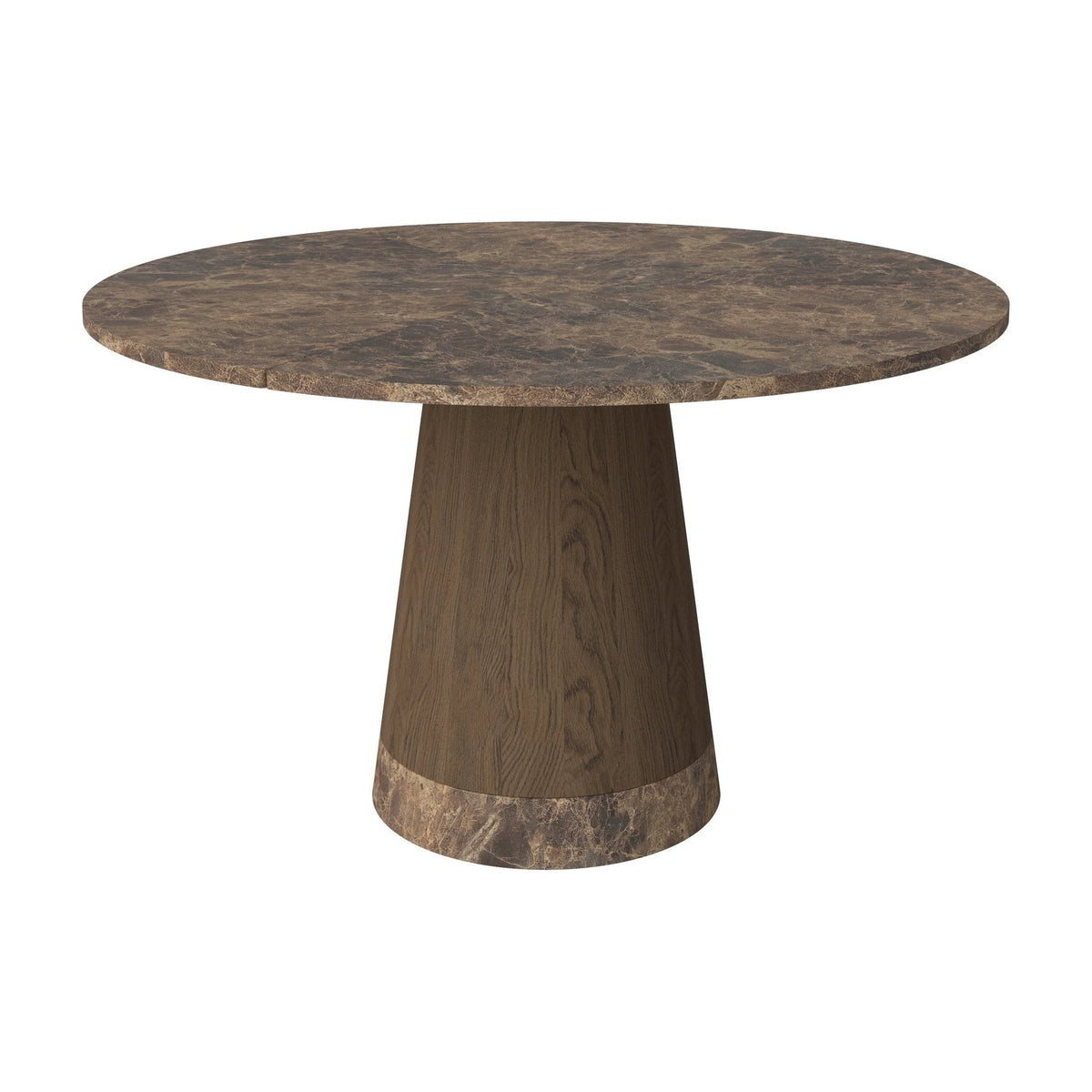 Bolia Piro eettafel stenen blad Ø125 cm bruin marmer, donker geolied eiken, 03-138-02_00007