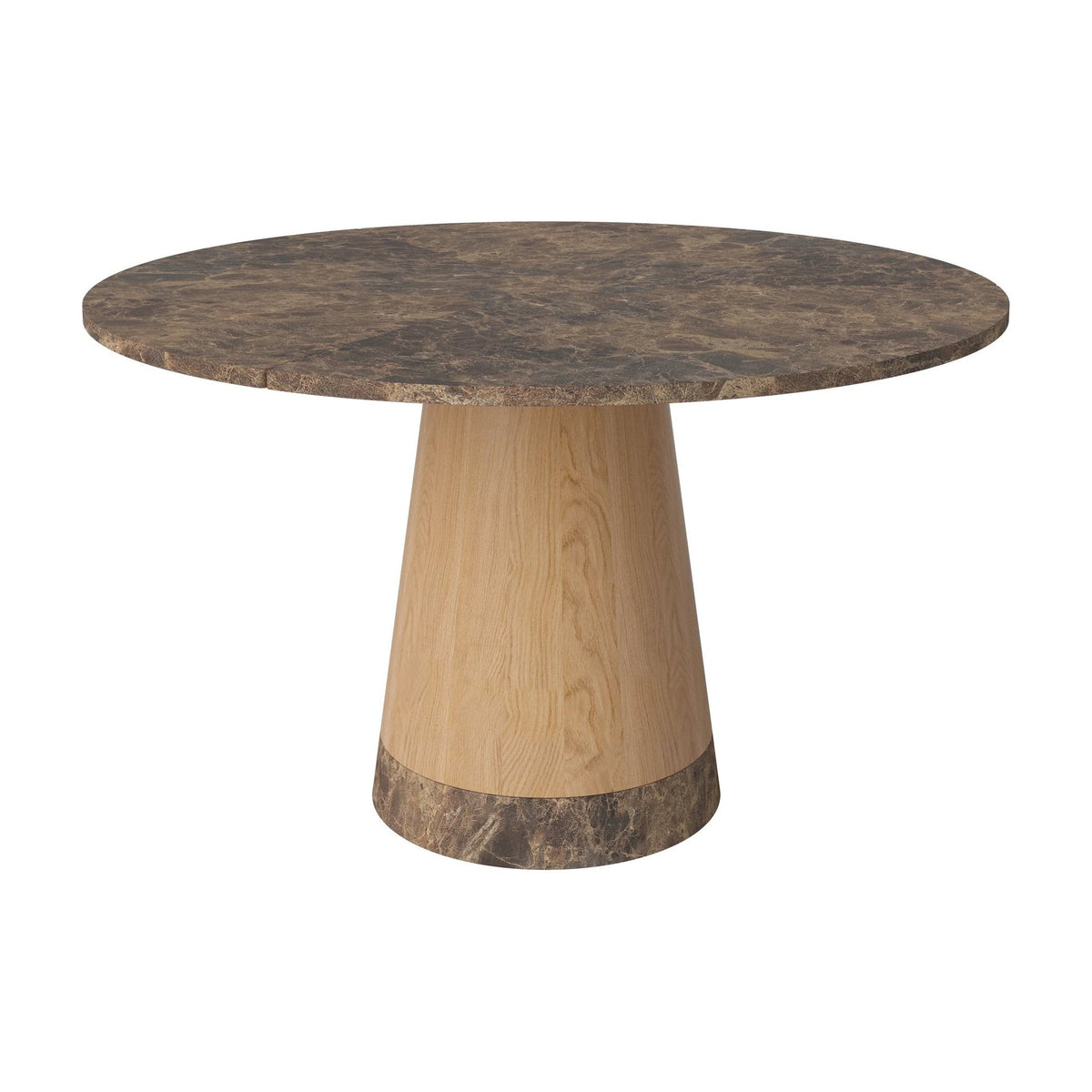 Bolia Piro eettafel stenen blad Ø125 cm bruin marmer, geolied eiken, 03-138-02_00014