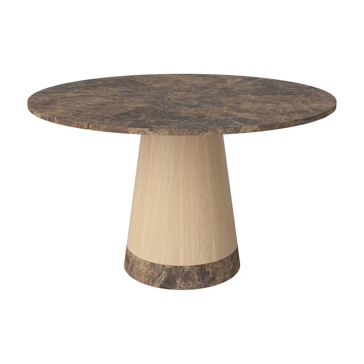 Bolia Piro eettafel stenen blad Ø125 cm bruin marmer, wit gepigmenteerd geolied eiken, 03-138-02_00015