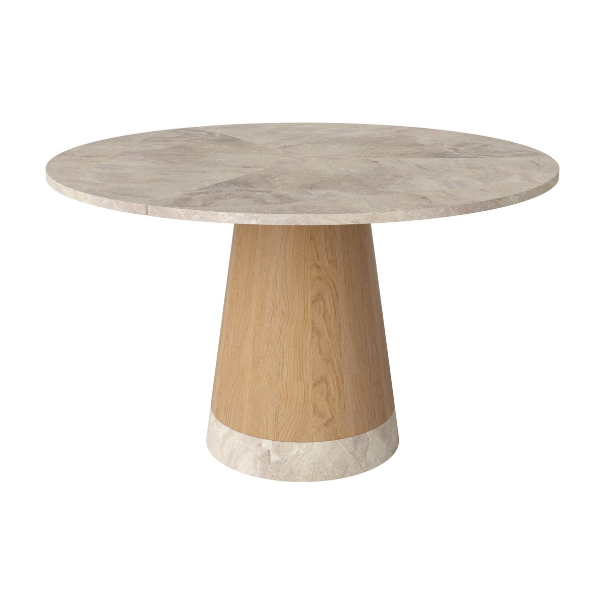 Bolia Piro eettafel stenen blad Ø125 cm beige marmer, geolied eiken, 03-138-02_00016