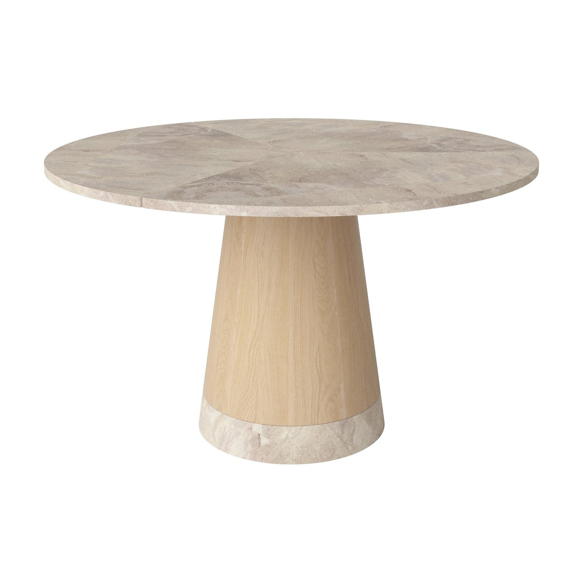 Bolia Piro eettafel stenen blad Ø125 cm beige marmer, wit gepigmenteerd geolied eiken, 03-138-02_00017