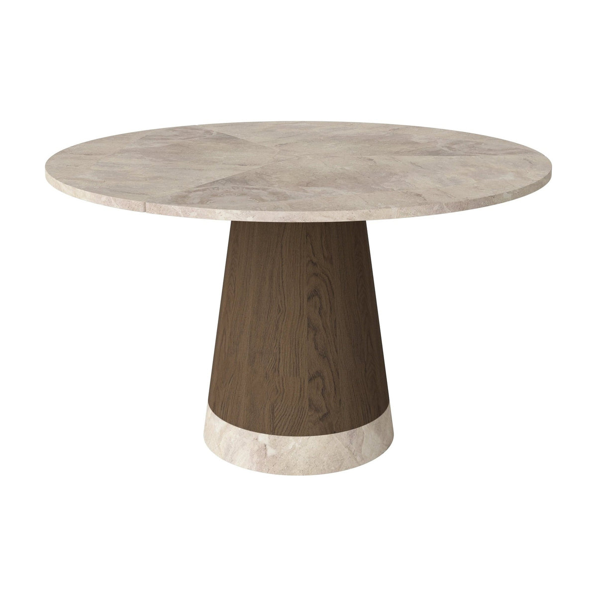 Bolia Piro eettafel stenen blad Ø125 cm beige marmer, donker geolied eiken, 03-138-02_00018