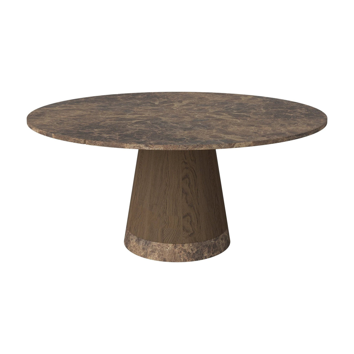 Bolia Piro eettafel stenen blad Ø160 cm bruin marmer, donker geolied eiken, 03-138-03_00003