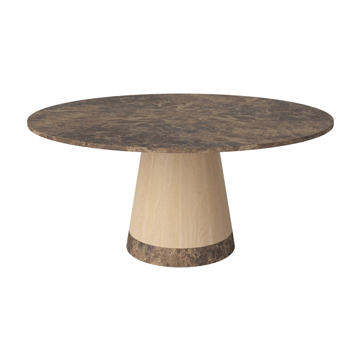 Bolia Piro eettafel stenen blad Ø160 cm bruin marmer, wit gepigmenteerd geolied eiken, 03-138-03_00009
