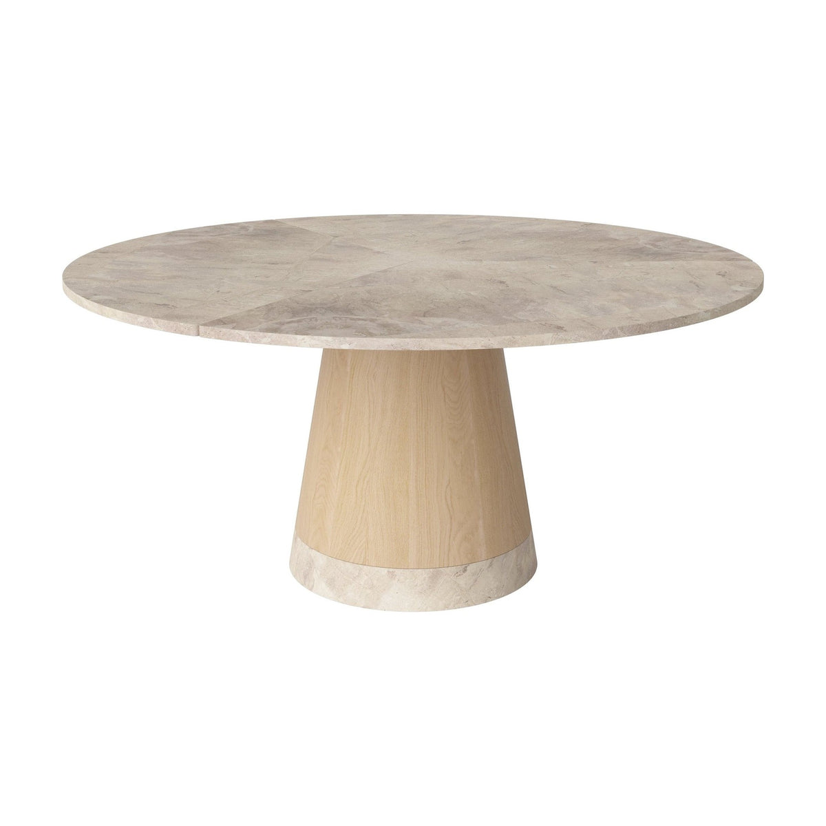 Bolia Piro eettafel stenen blad Ø160 cm beige marmer, wit gepigmenteerd geolied eiken, 03-138-03_00011