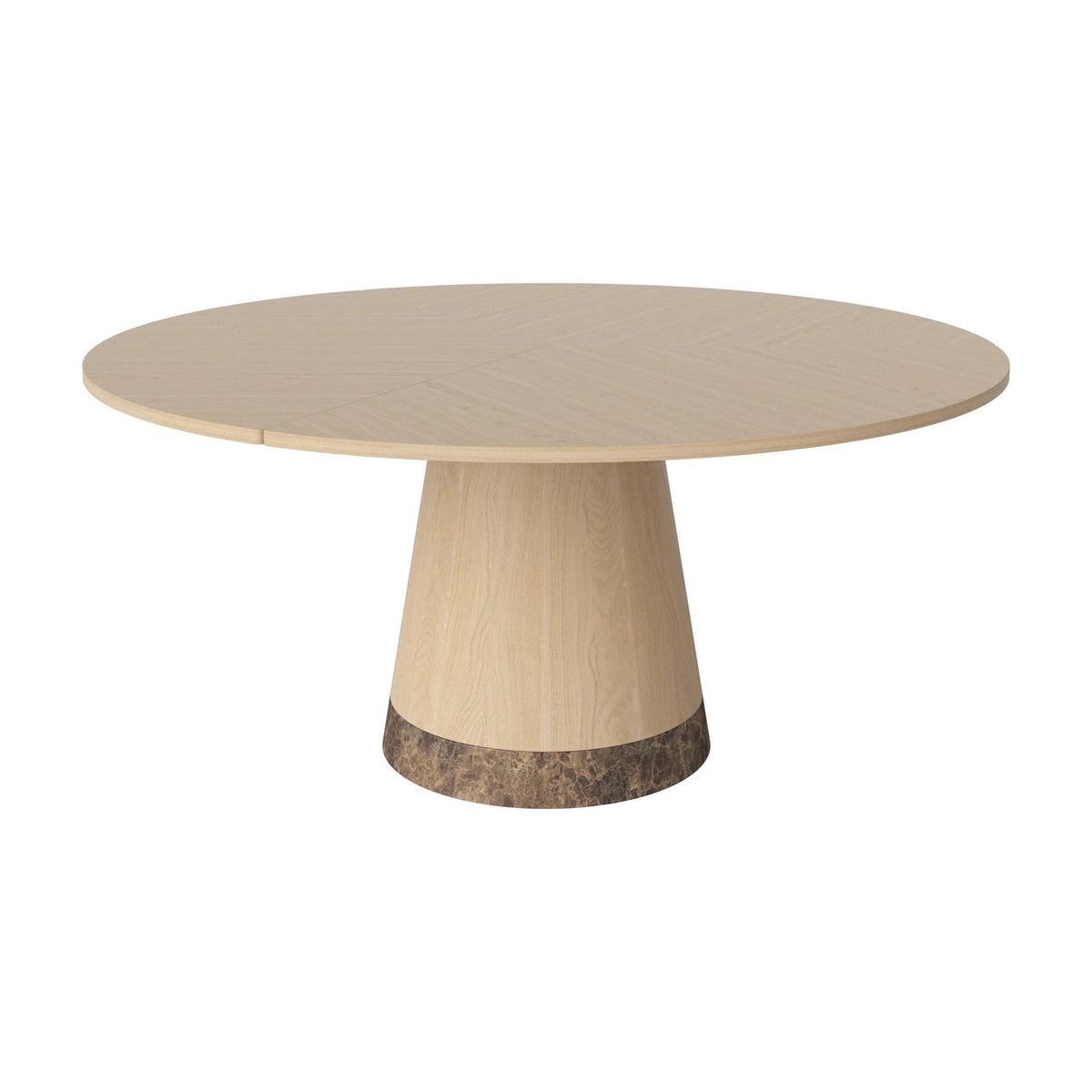 Bolia Piro eettafel Ø160 cm wit gepigmenteerd geolied eiken, wit gepigmenteerd geolied eiken, bruin marmer, 03-138-05_00011