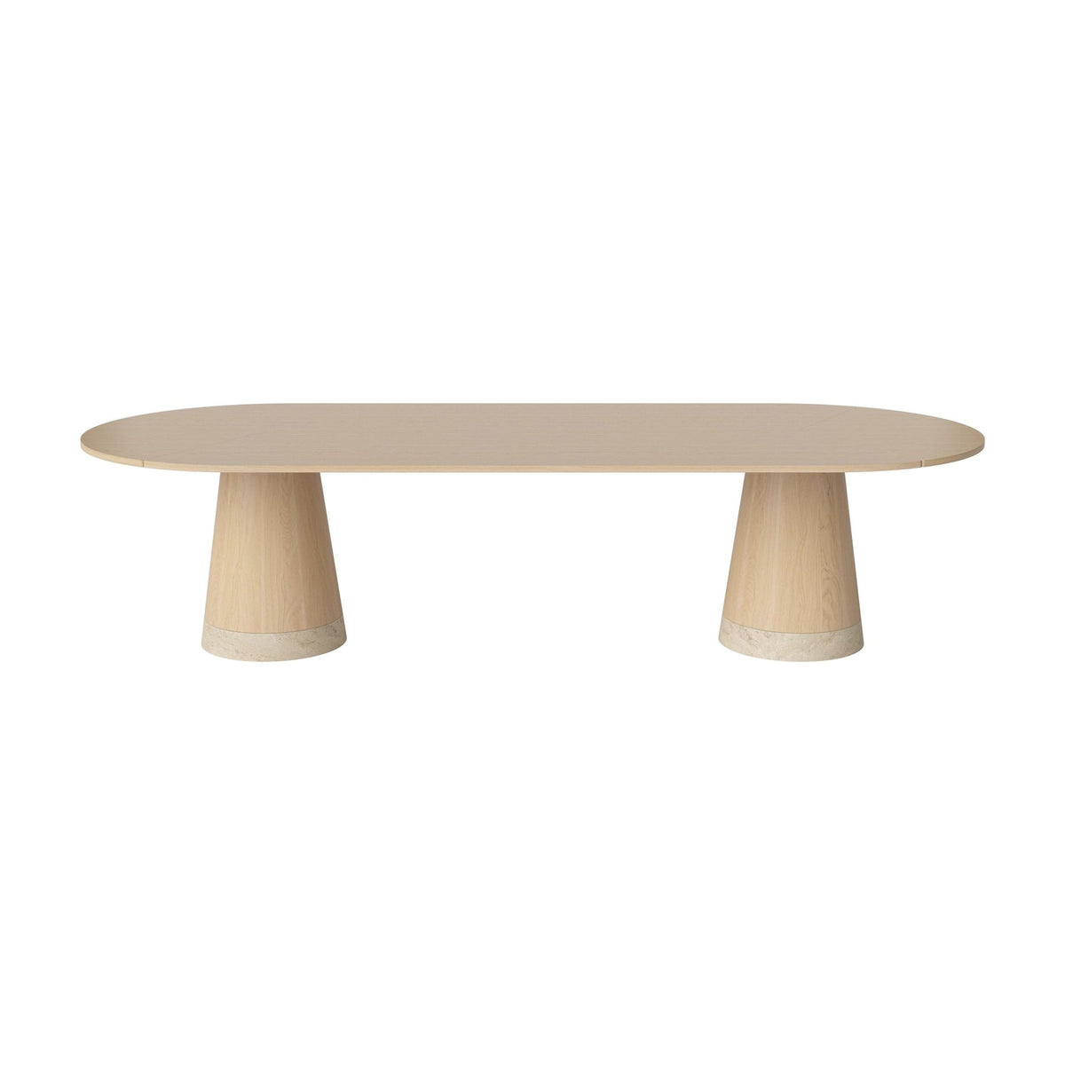 Bolia Piro grote eettafel 305x125 cm wit gepigmenteerd geolied eiken, wit gepigmenteerd geolied eiken, zandkleurig travertijn, 03-138-10_00004