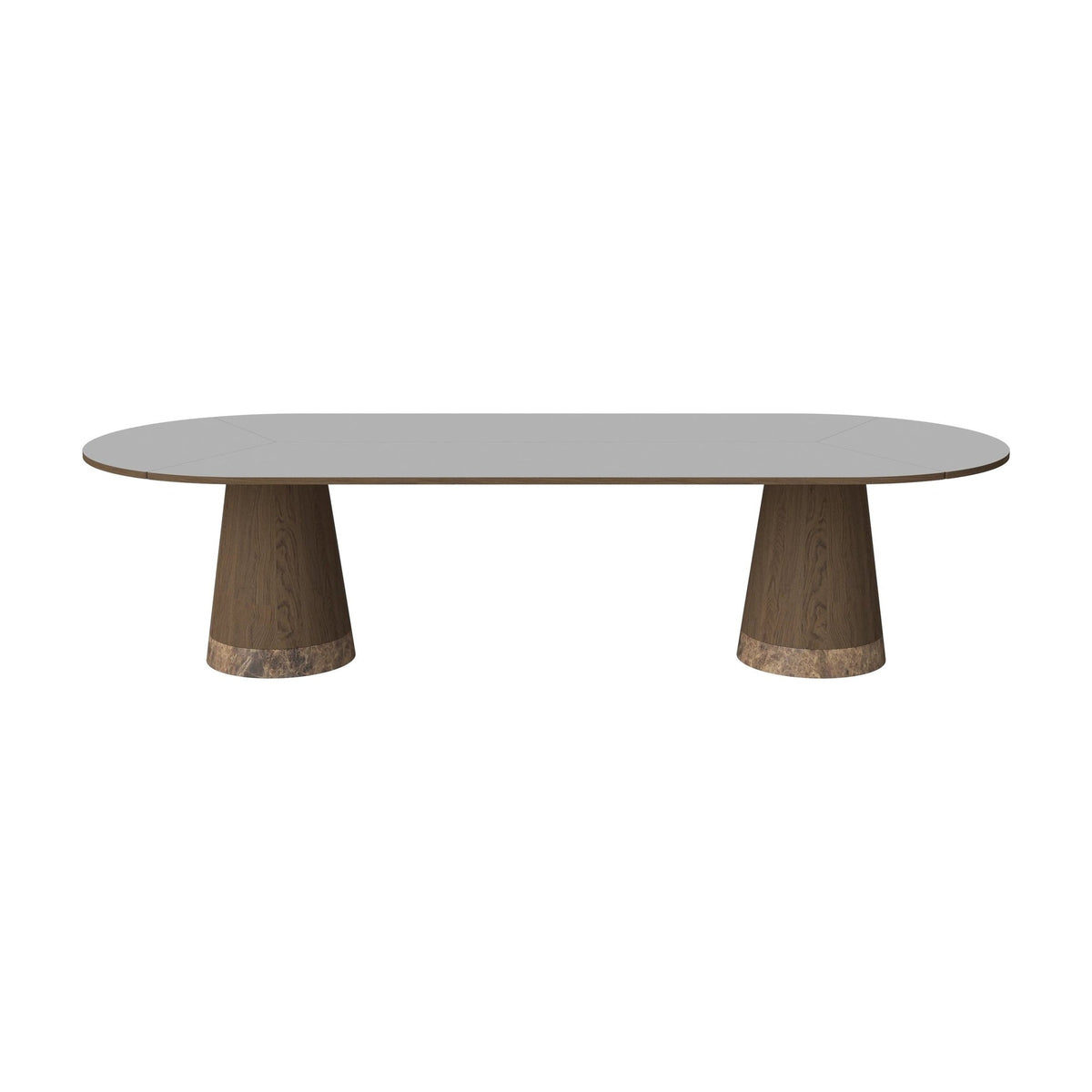 Bolia Piro grote eettafel 305x125 cm lichtgrijs fenix-laminaat, donker geolied eiken, bruin marmer, 03-138-10_00009