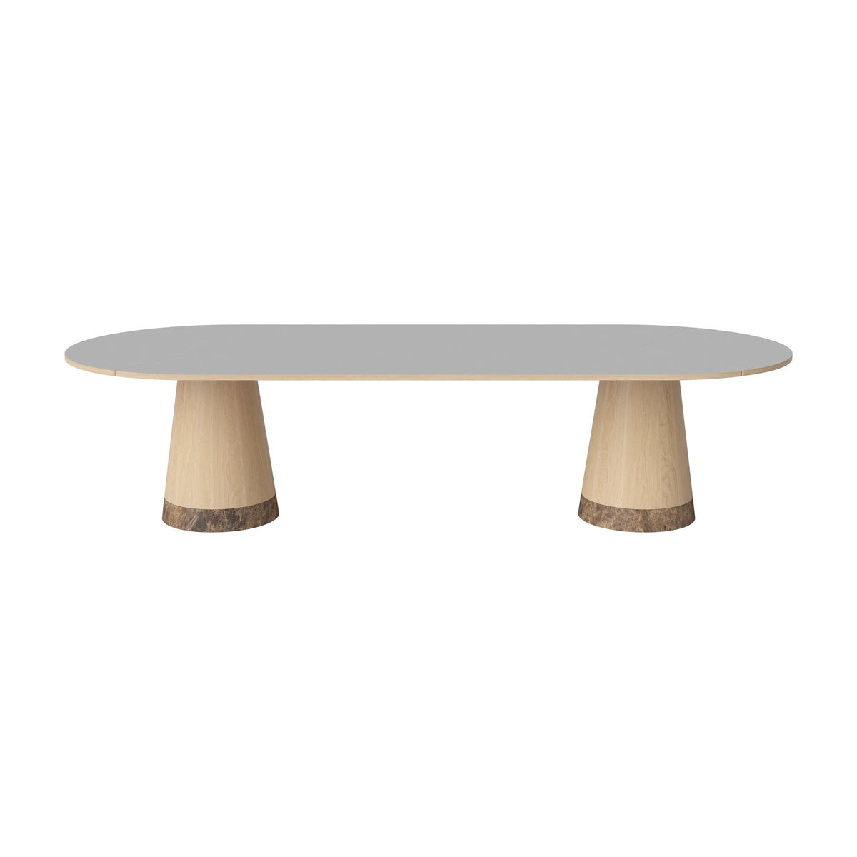 Bolia Piro grote eettafel 305x125 cm lichtgrijs fenix-laminaat, wit gepigmenteerd geolied eiken, bruin marmer, 03-138-10_00015