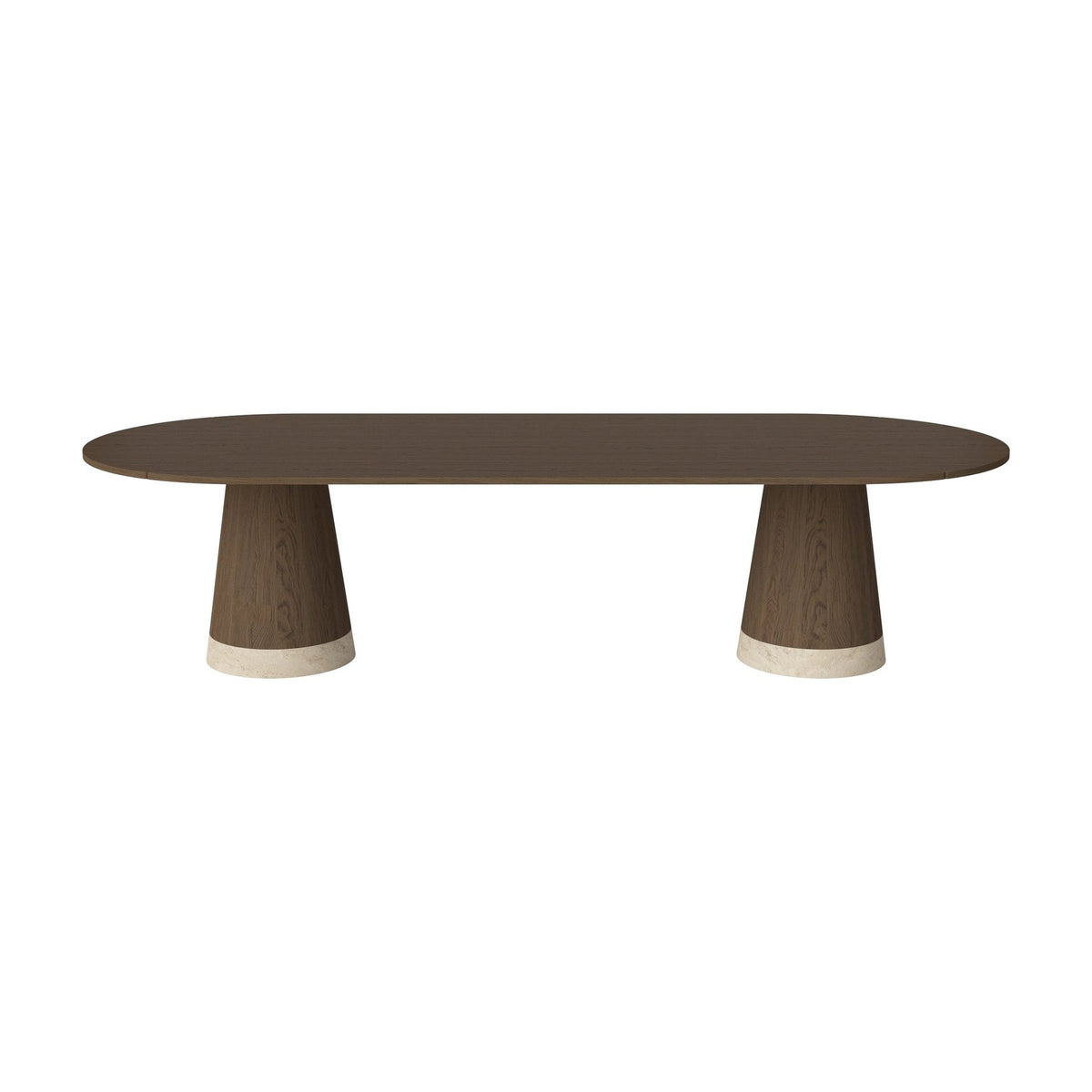 Bolia Piro grote eettafel 305x125 cm donker geolied eiken, donker geolied eiken, zandkleurig travertijn, 03-138-10_00016
