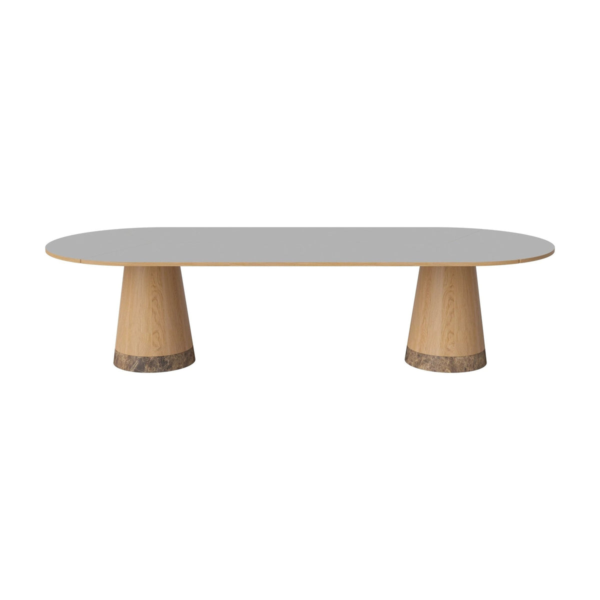 Bolia Piro grote eettafel 305x125 cm lichtgrijs fenix-laminaat, geolied eiken, bruin marmer, 03-138-10_00018