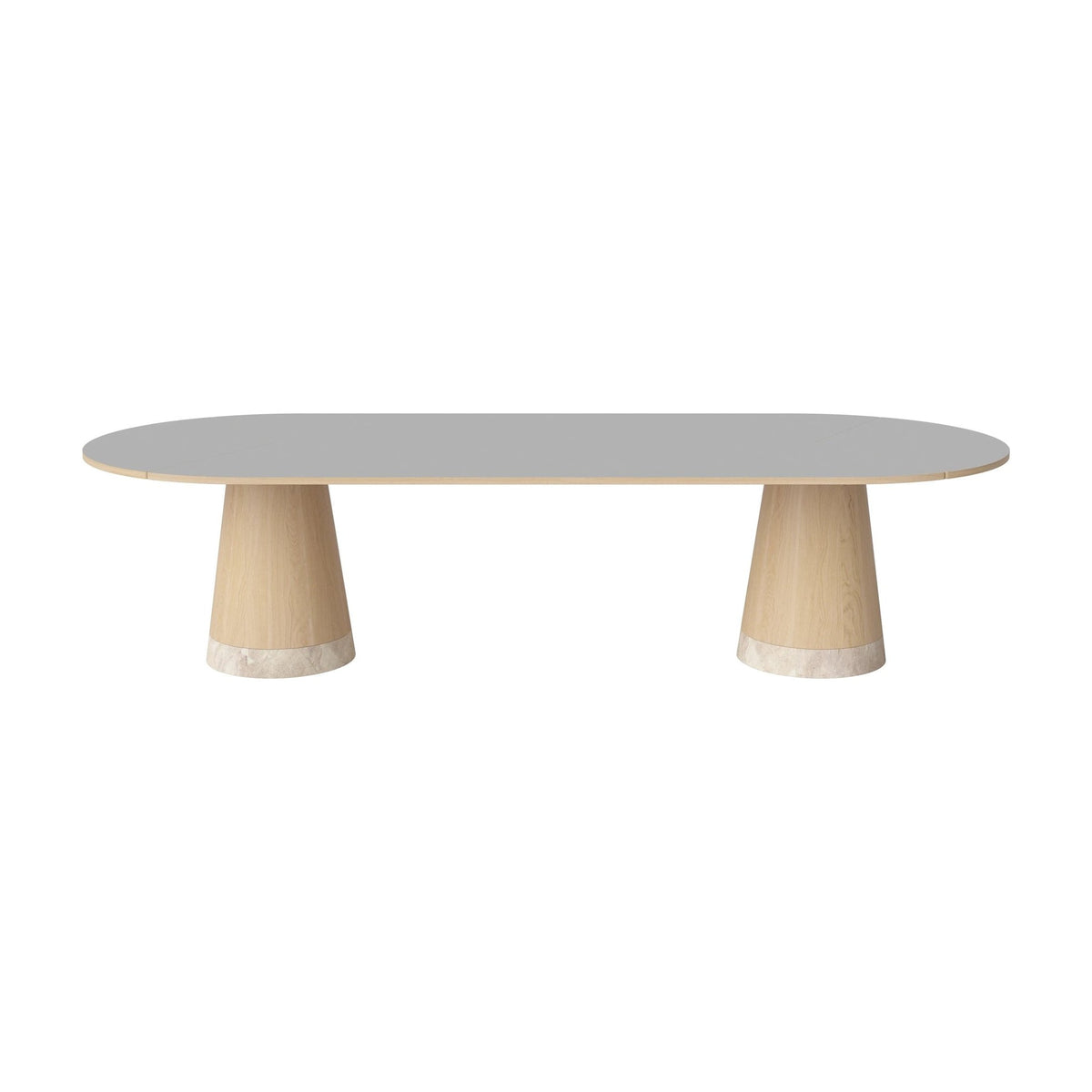 Bolia Piro grote eettafel 305x125 cm lichtgrijs fenix-laminaat, wit gepigmenteerd geolied eiken, beige marmer, 03-138-10_00024