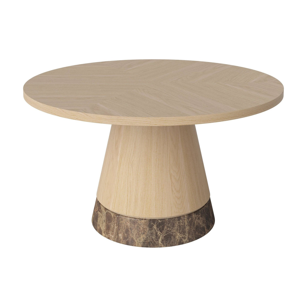 Bolia Piro salontafel houten blad Ø60 cm wit gepigmenteerd geolied eiken, bruin marmer, 03-138-15_00011