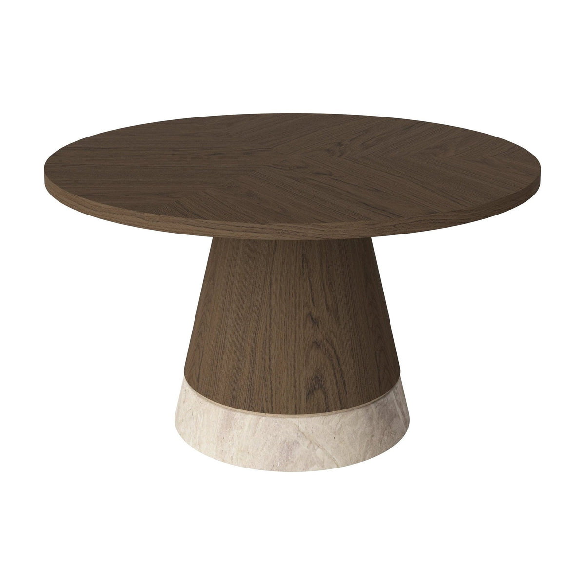 Bolia Piro salontafel houten blad Ø60 cm donker geolied eiken, beige marmer, 03-138-15_00015