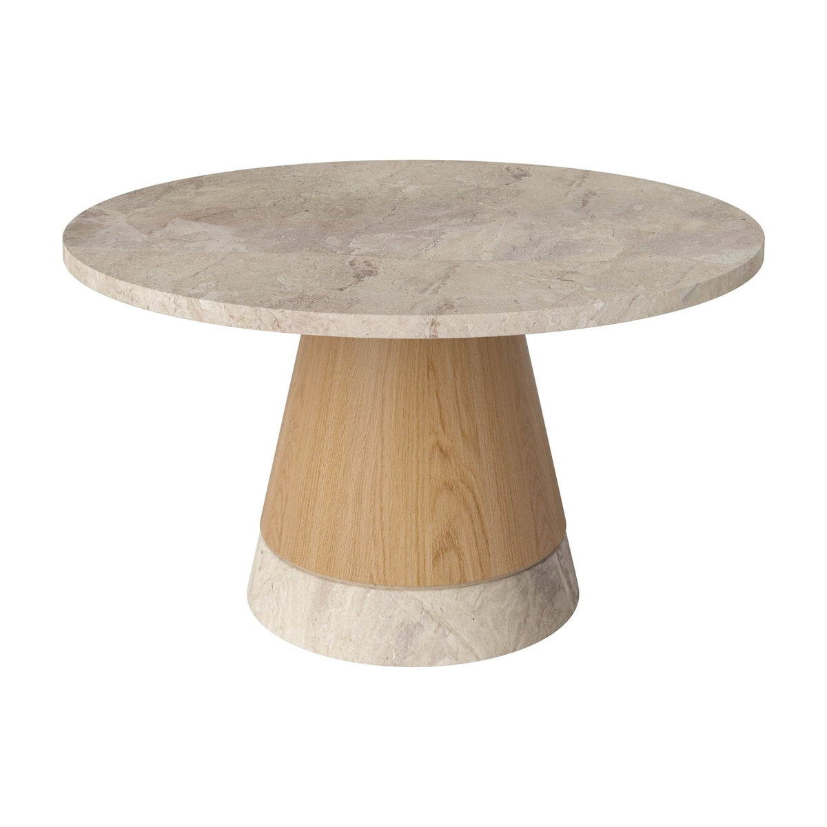 Bolia Piro salontafel stenen blad Ø60 cm beige marmer, geolied eiken, 03-138-16_00008