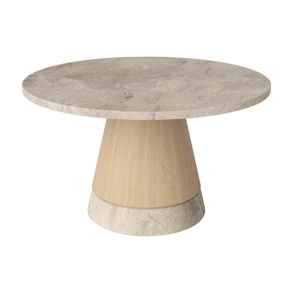Bolia Piro salontafel stenen blad Ø60 cm beige marmer, wit gepigmenteerd geolied eiken, 03-138-16_00009