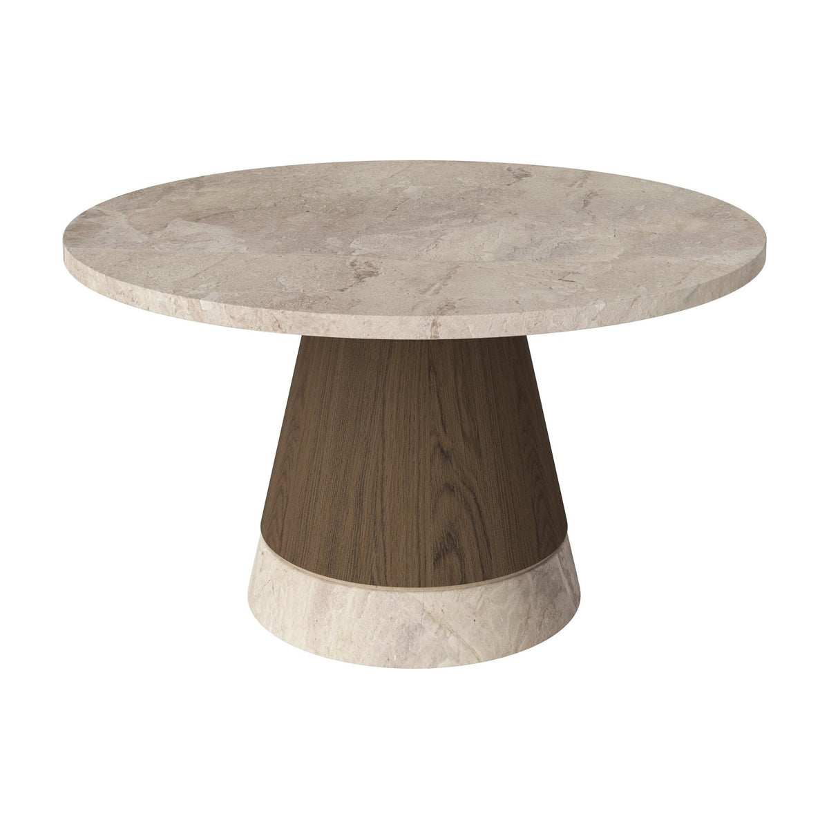 Bolia Piro salontafel stenen blad Ø60 cm beige marmer, donker geolied eiken, 03-138-16_00010