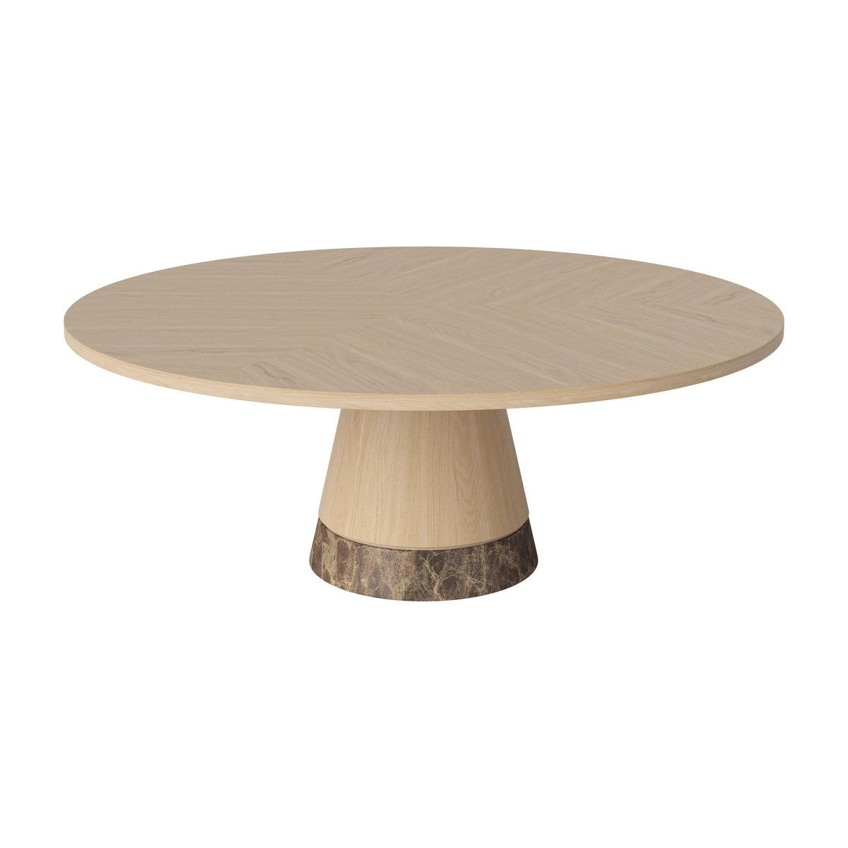 Bolia Piro salontafel houten blad Ø90 cm wit gepigmenteerd geolied eiken, bruin marmer, 36 cm, 03-138-17_00009