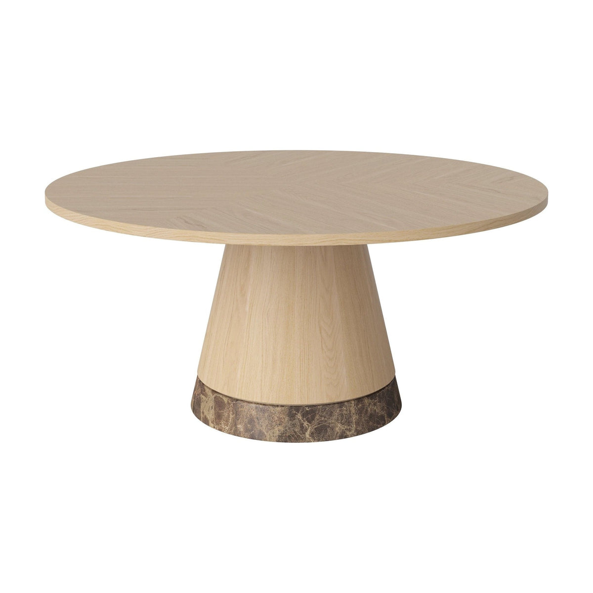 Bolia Piro salontafel houten blad Ø90 cm wit gepigmenteerd geolied eiken, bruin marmer, 42 cm, 03-138-17_00012