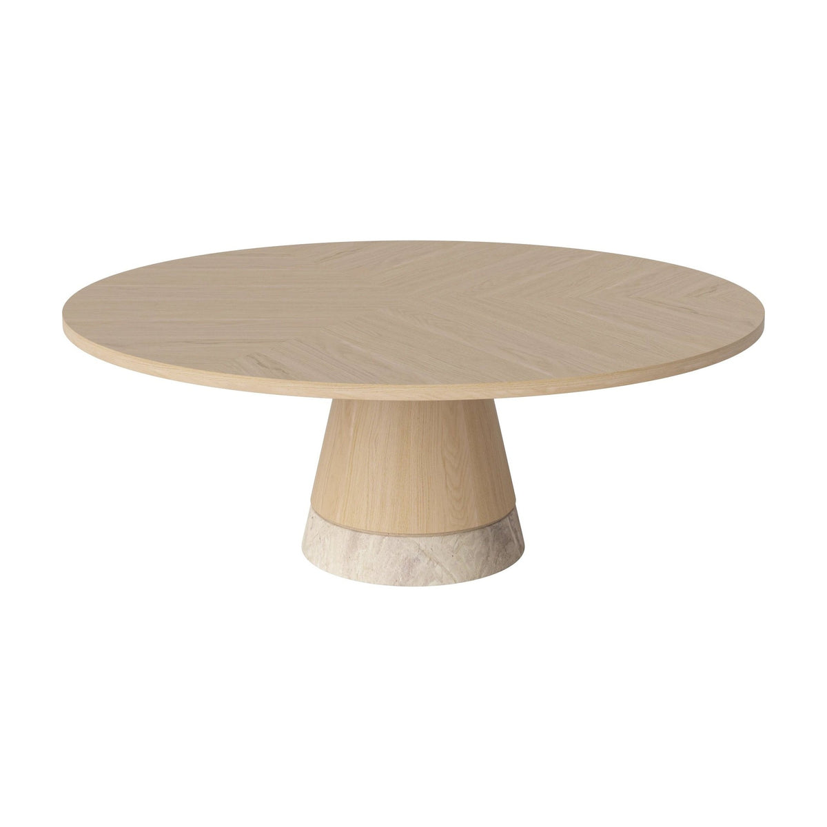 Bolia Piro salontafel houten blad Ø90 cm wit gepigmenteerd geolied eiken, beige marmer, 36 cm, 03-138-17_00014