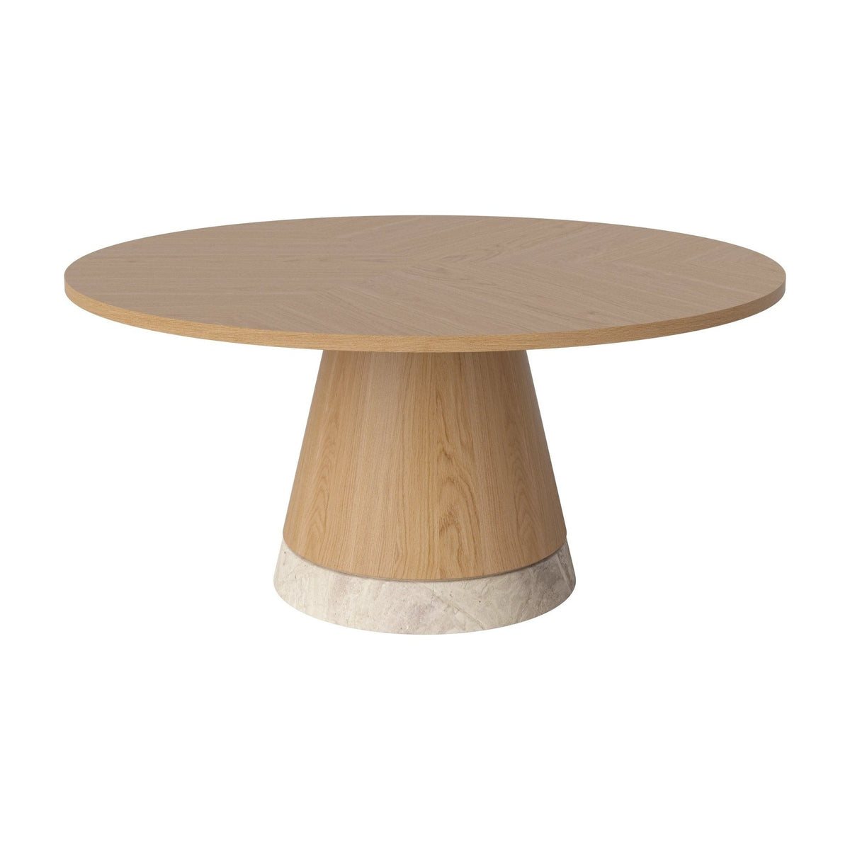 Bolia Piro salontafel houten blad Ø90 cm geolied eiken, beige marmer, 42 cm, 03-138-17_00015