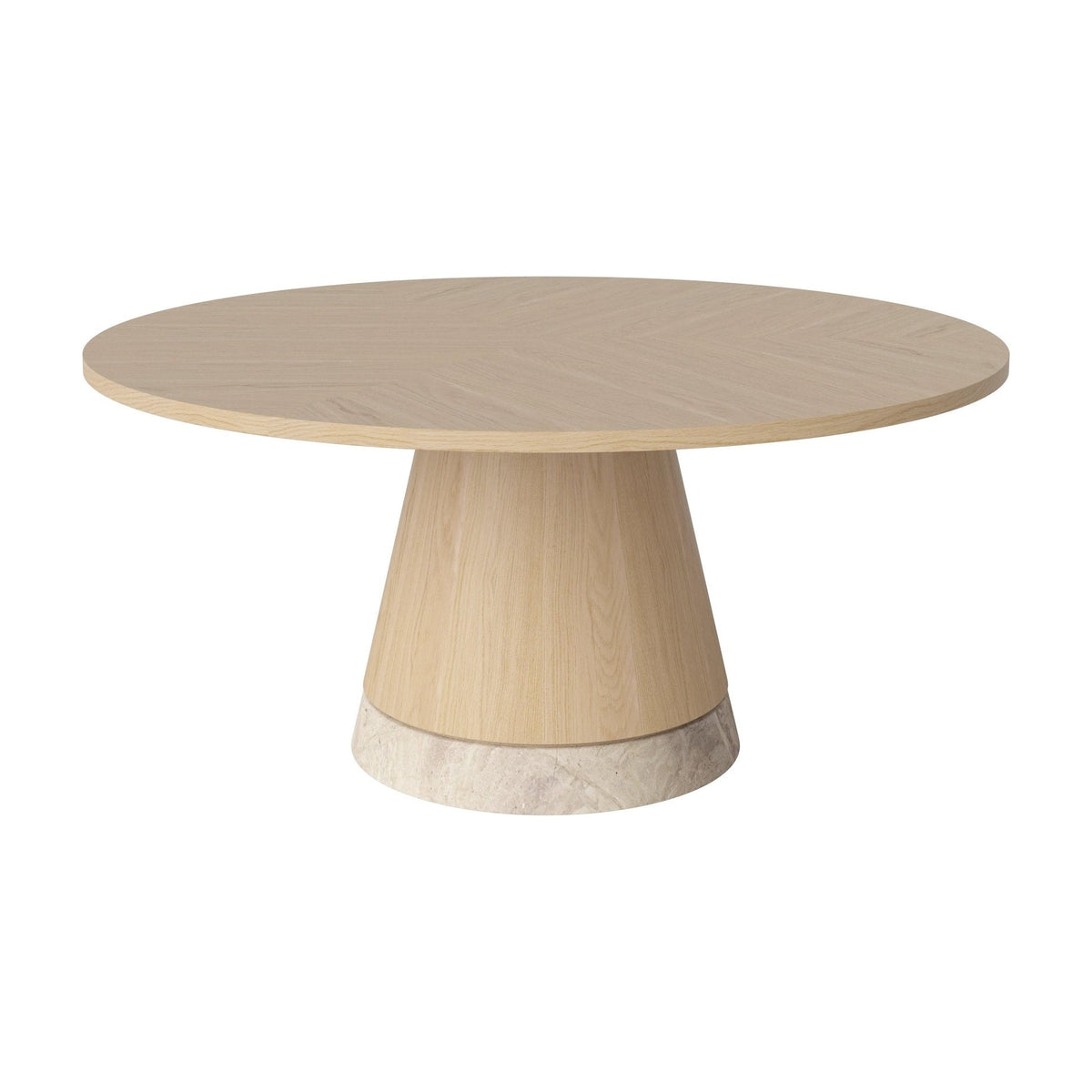 Bolia Piro salontafel houten blad Ø90 cm wit gepigmenteerd geolied eiken, beige marmer, 42 cm, 03-138-17_00016