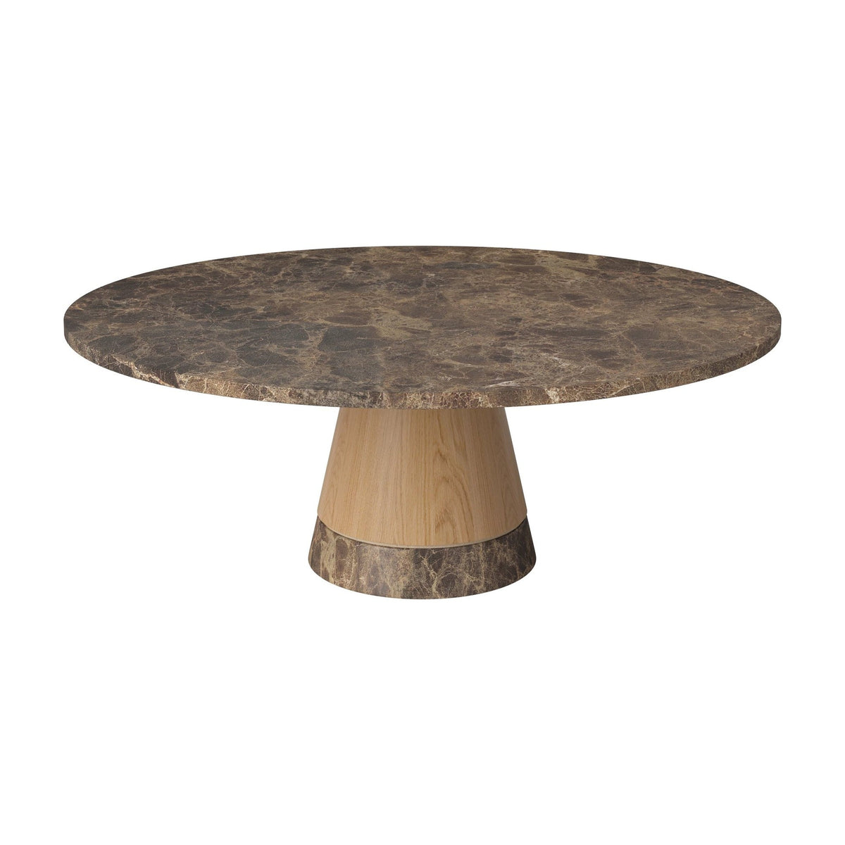 Bolia Piro salontafel stenen blad Ø90 cm bruin marmer, geolied eiken, 36 cm, 03-138-18_00008