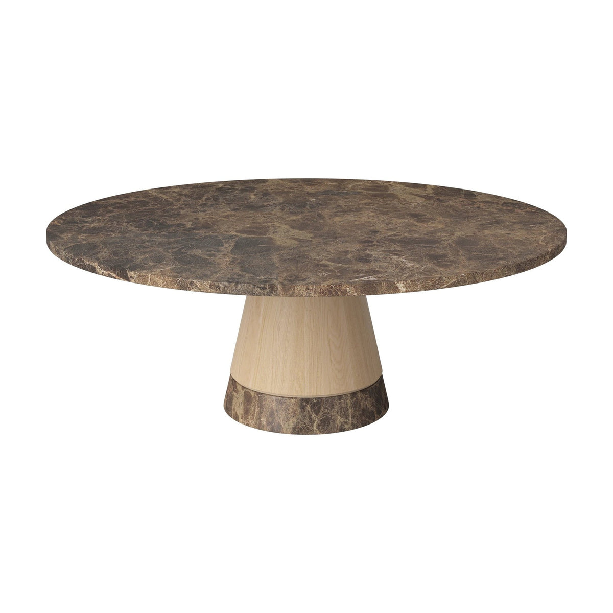 Bolia Piro salontafel stenen blad Ø90 cm bruin marmer, wit gepigmenteerd geolied eiken, 36 cm, 03-138-18_00009