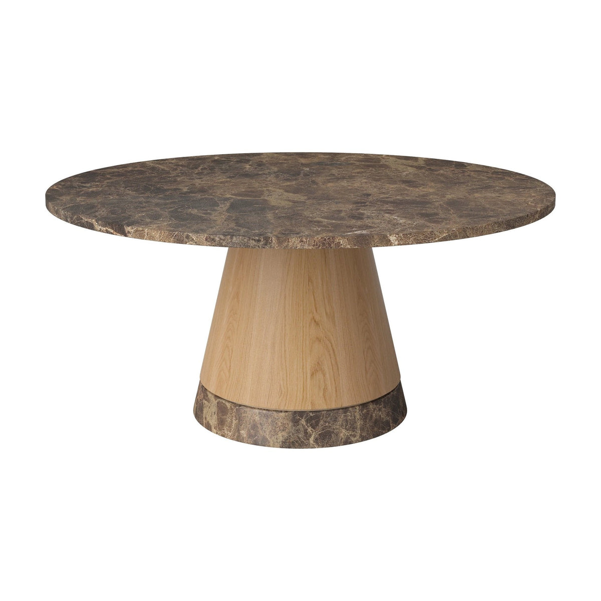 Bolia Piro salontafel stenen blad Ø90 cm bruin marmer, geolied eiken, 42 cm, 03-138-18_00011