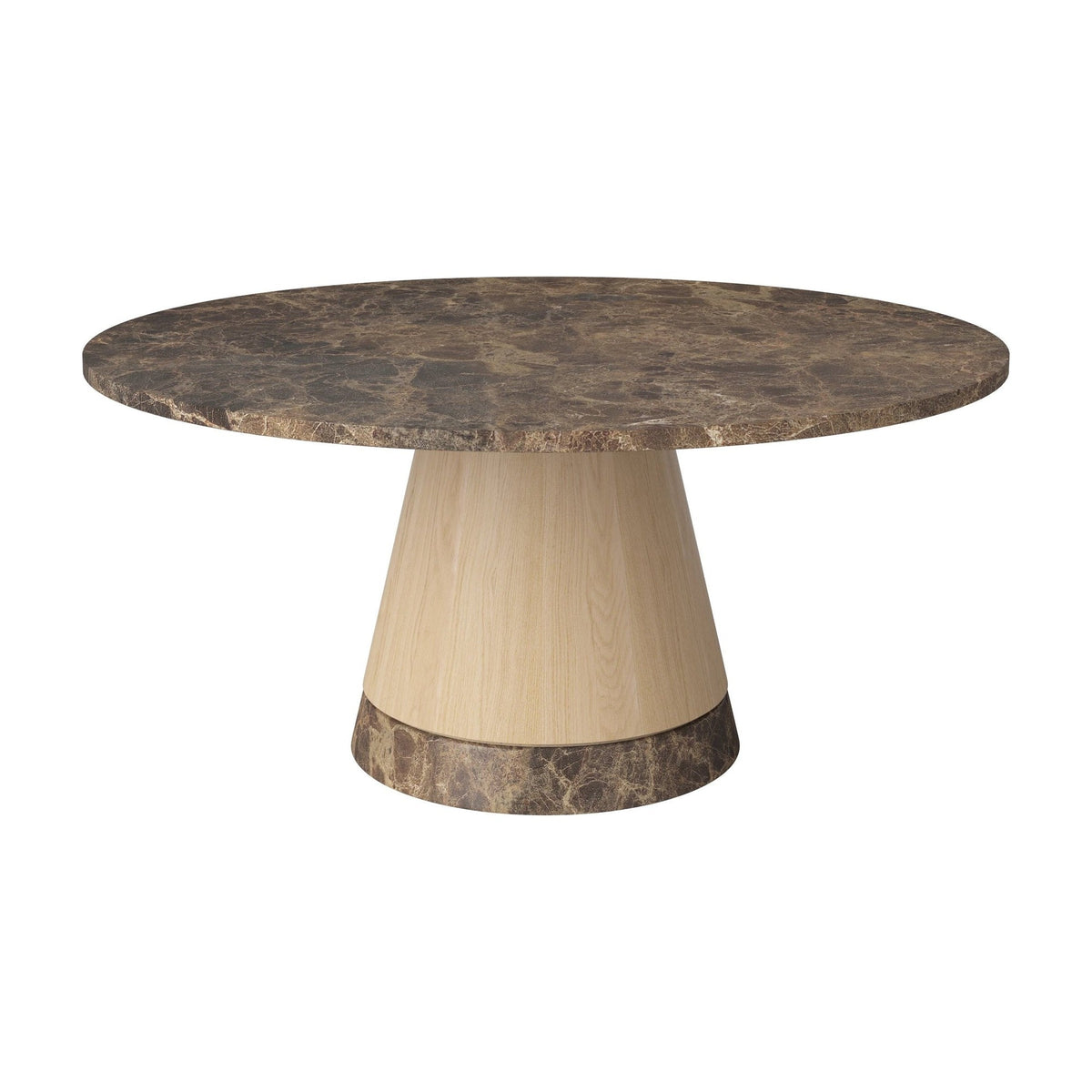 Bolia Piro salontafel stenen blad Ø90 cm bruin marmer, wit gepigmenteerd geolied eiken, 42 cm, 03-138-18_00012