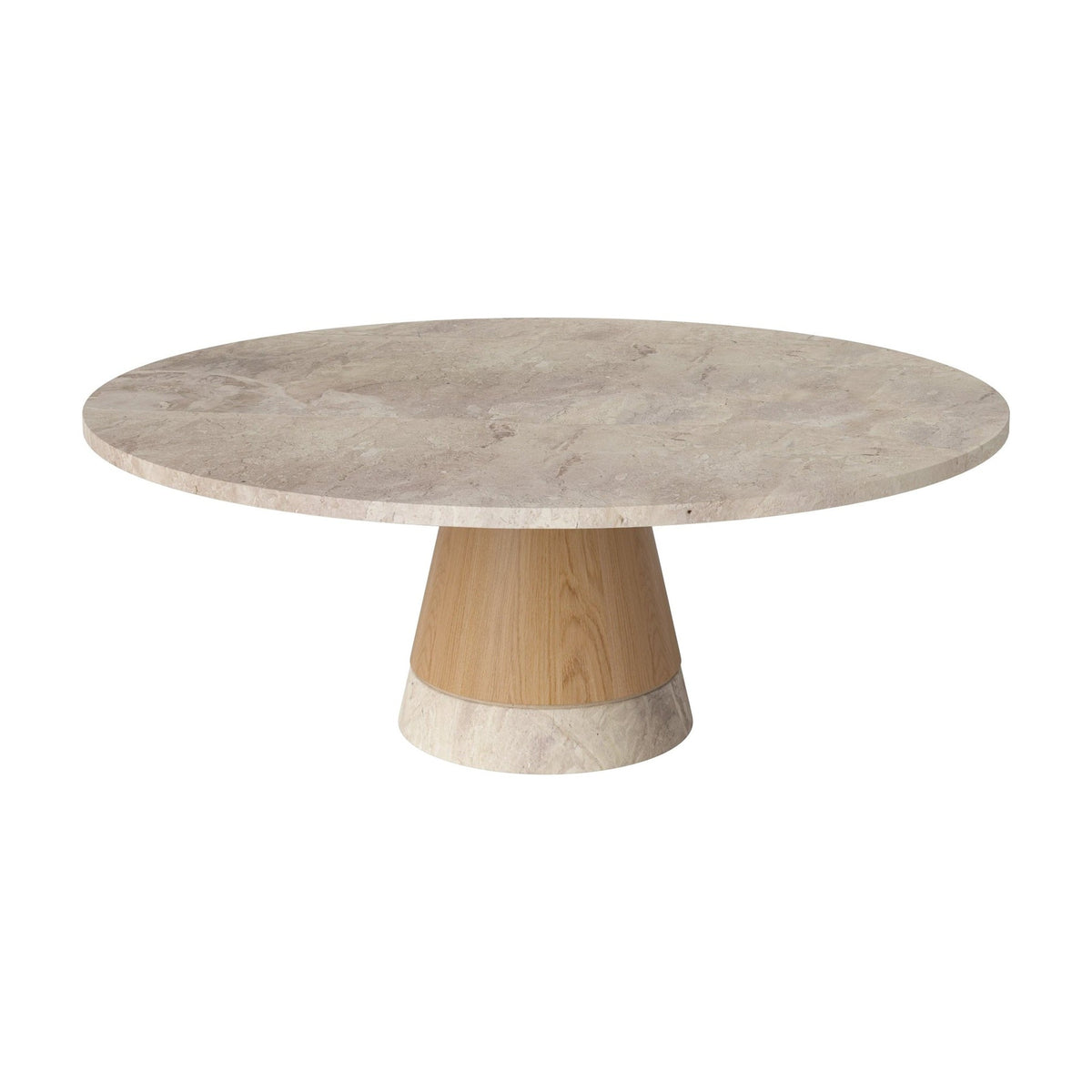 Bolia Piro salontafel stenen blad Ø90 cm beige marmer, geolied eiken, 36 cm, 03-138-18_00013