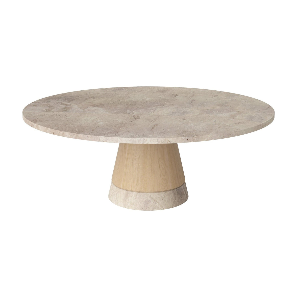 Bolia Piro salontafel stenen blad Ø90 cm beige marmer, wit gepigmenteerd geolied eiken, 36 cm, 03-138-18_00014