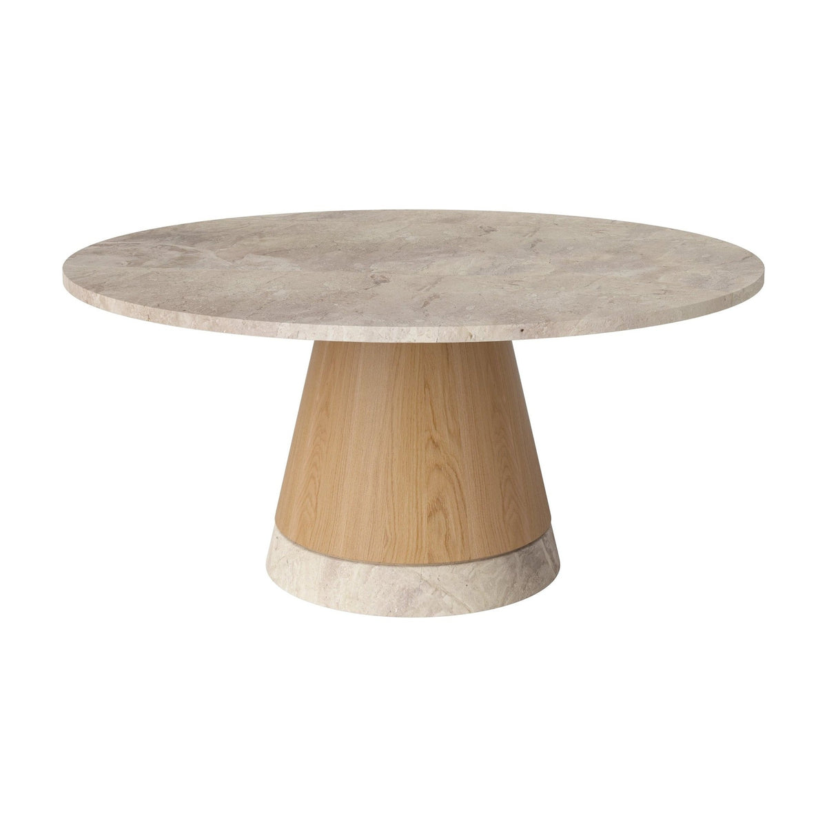 Bolia Piro salontafel stenen blad Ø90 cm beige marmer, geolied eiken, 42 cm, 03-138-18_00015
