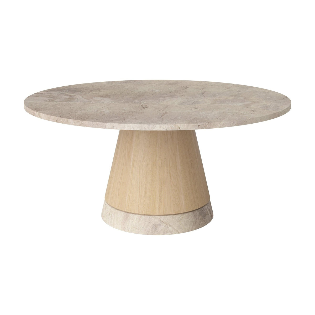 Bolia Piro salontafel stenen blad Ø90 cm beige marmer, wit gepigmenteerd geolied eiken, 42 cm, 03-138-18_00016