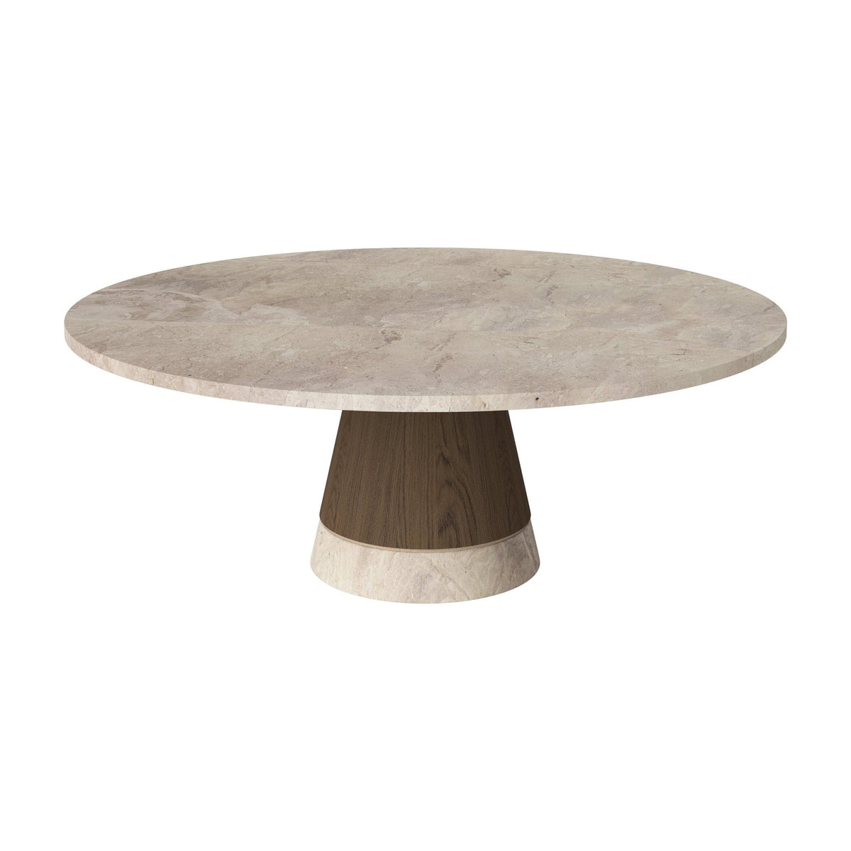 Bolia Piro salontafel stenen blad Ø90 cm beige marmer, donker geolied eiken, 36 cm, 03-138-18_00017