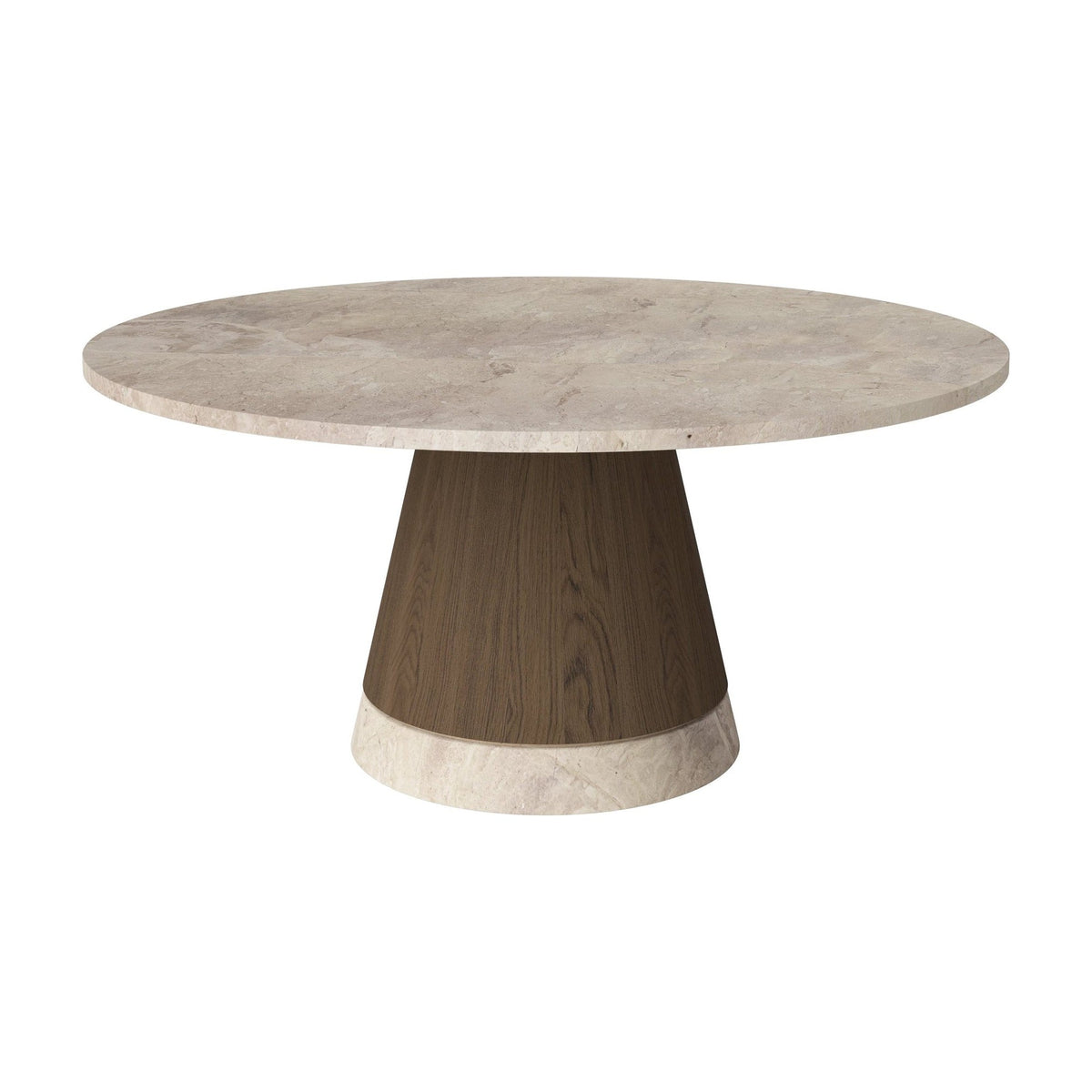Bolia Piro salontafel stenen blad Ø90 cm beige marmer, donker geolied eiken, 42 cm, 03-138-18_00018