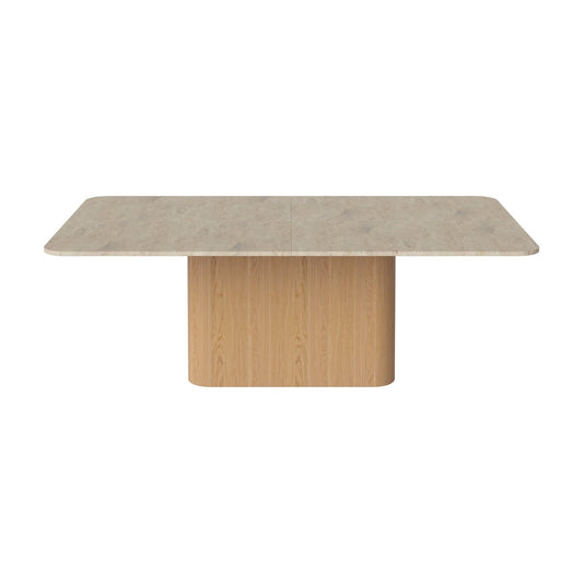 Bolia Eida eettafel stenen blad 220x120 cm zandkleurig travertijn, geolied eiken, 03-353-01_00005