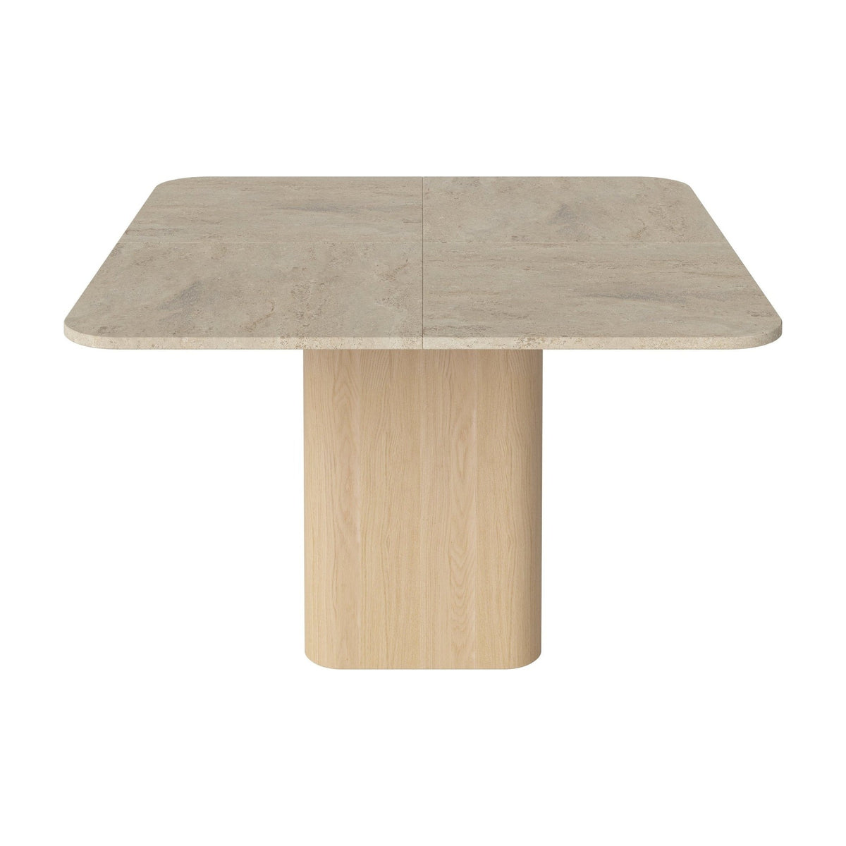 Bolia Eida eettafel stenen blad 120x120 cm zandkleurig travertijn, wit gepigmenteerd geolied eiken, 03-353-01_00011