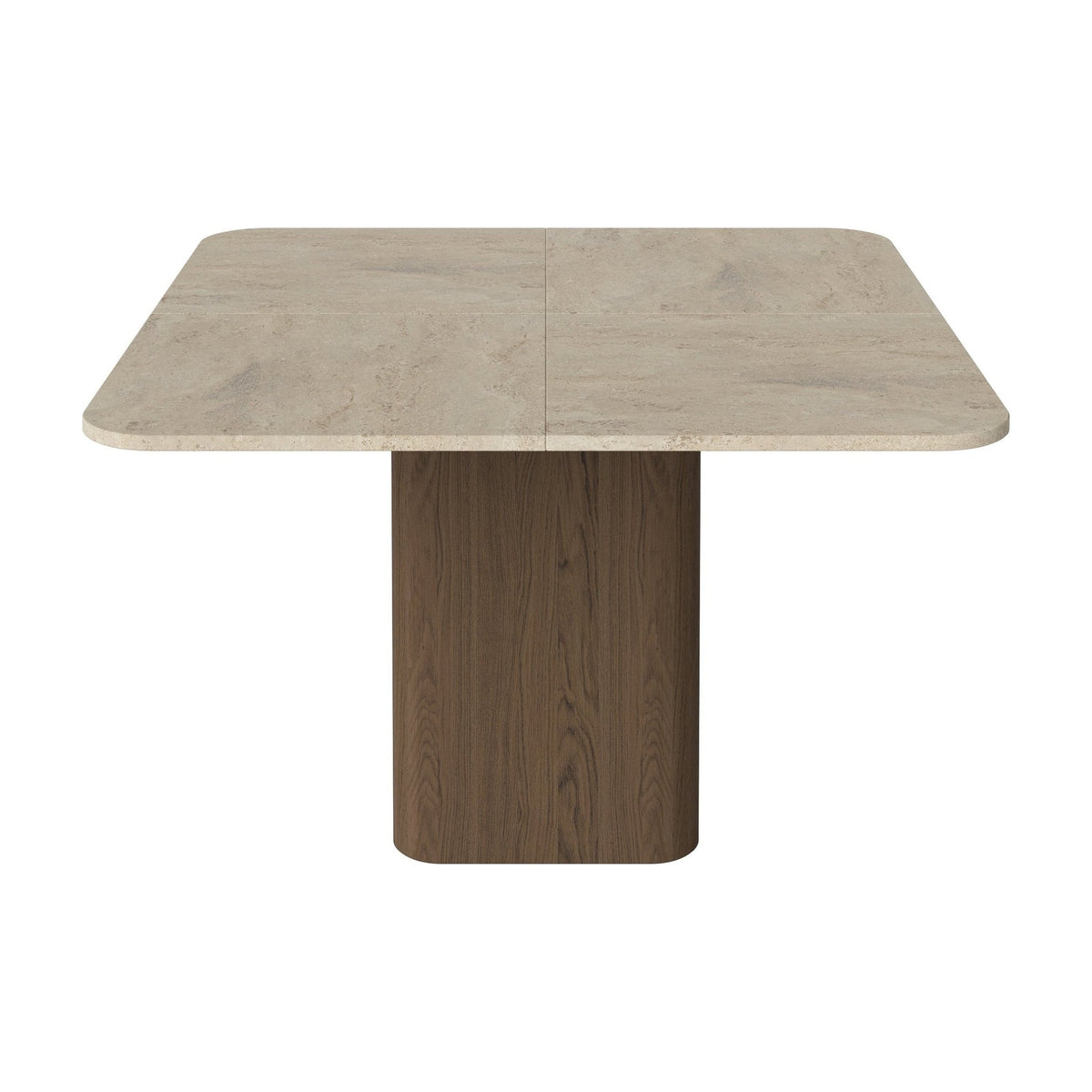 Bolia Eida eettafel stenen blad 120x120 cm zandkleurig travertijn, donker geolied eiken, 03-353-01_00012